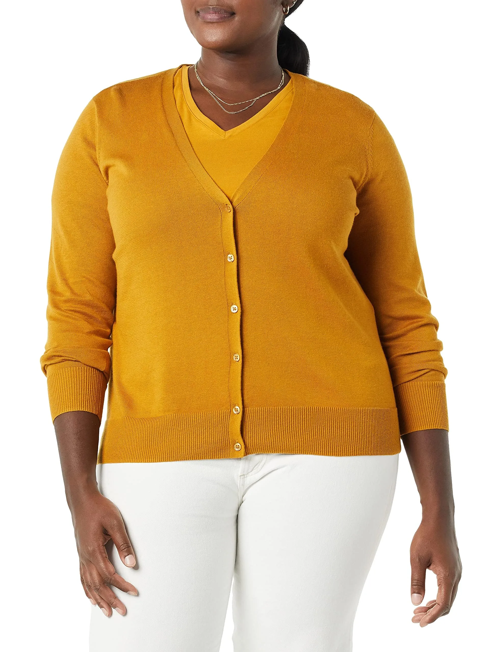 Amazon Essentials Felpa Cardigan Leggera Donna, Caramello, L - immagine 5