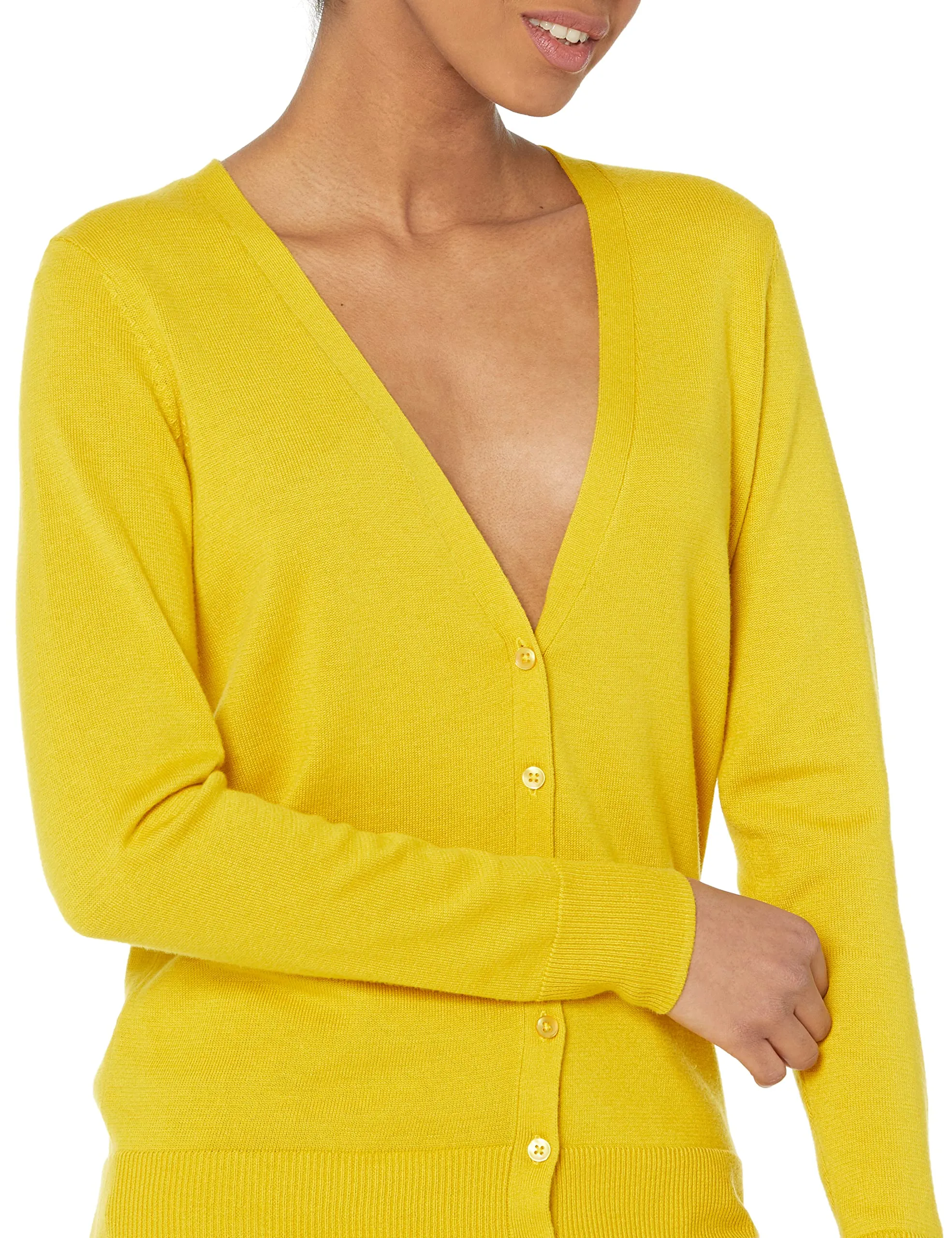 Amazon Essentials Felpa Cardigan Leggera Donna, Giallo Scuro, L - immagine 4