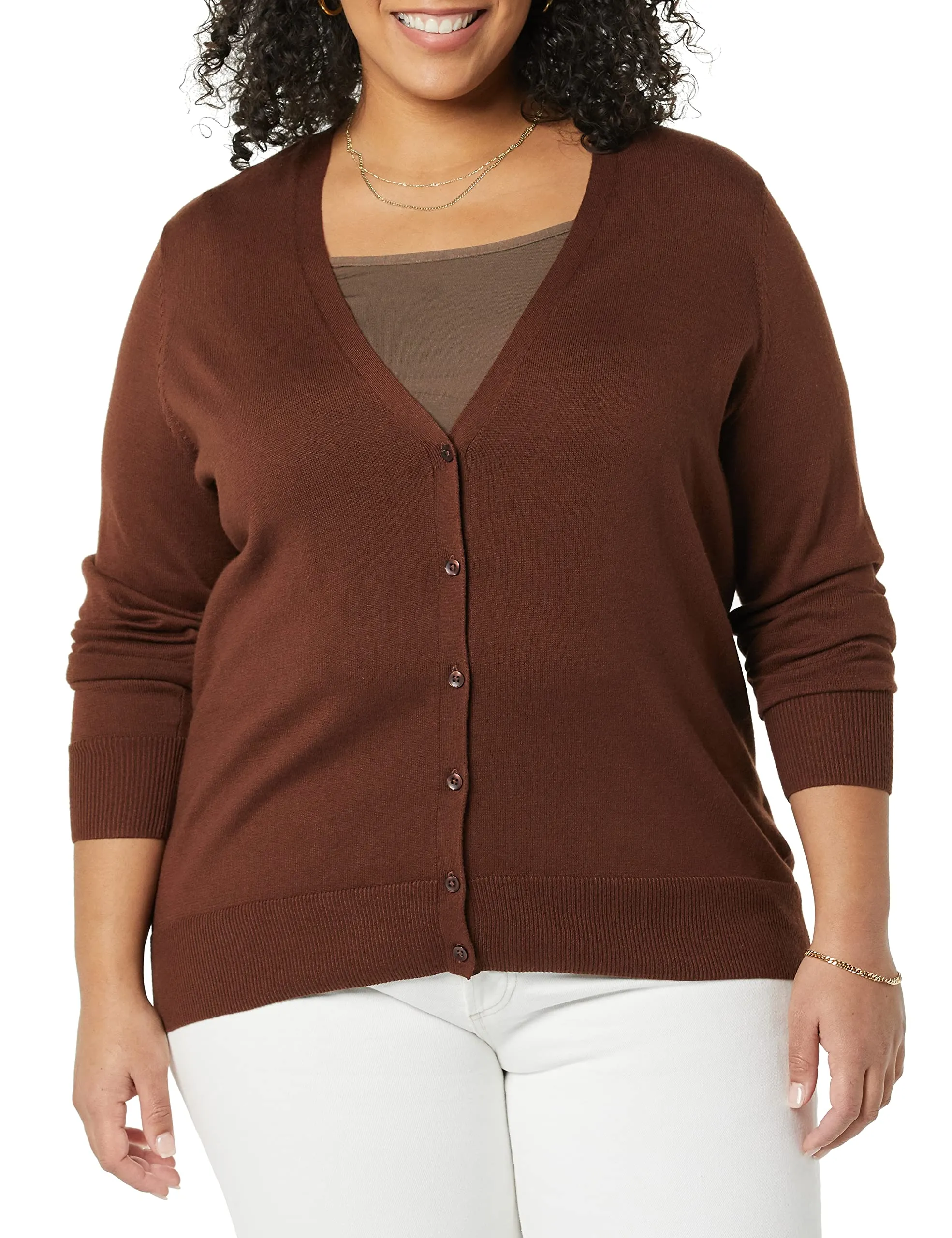 Amazon Essentials Felpa Cardigan Leggera Donna, Marrone, XS - immagine 5