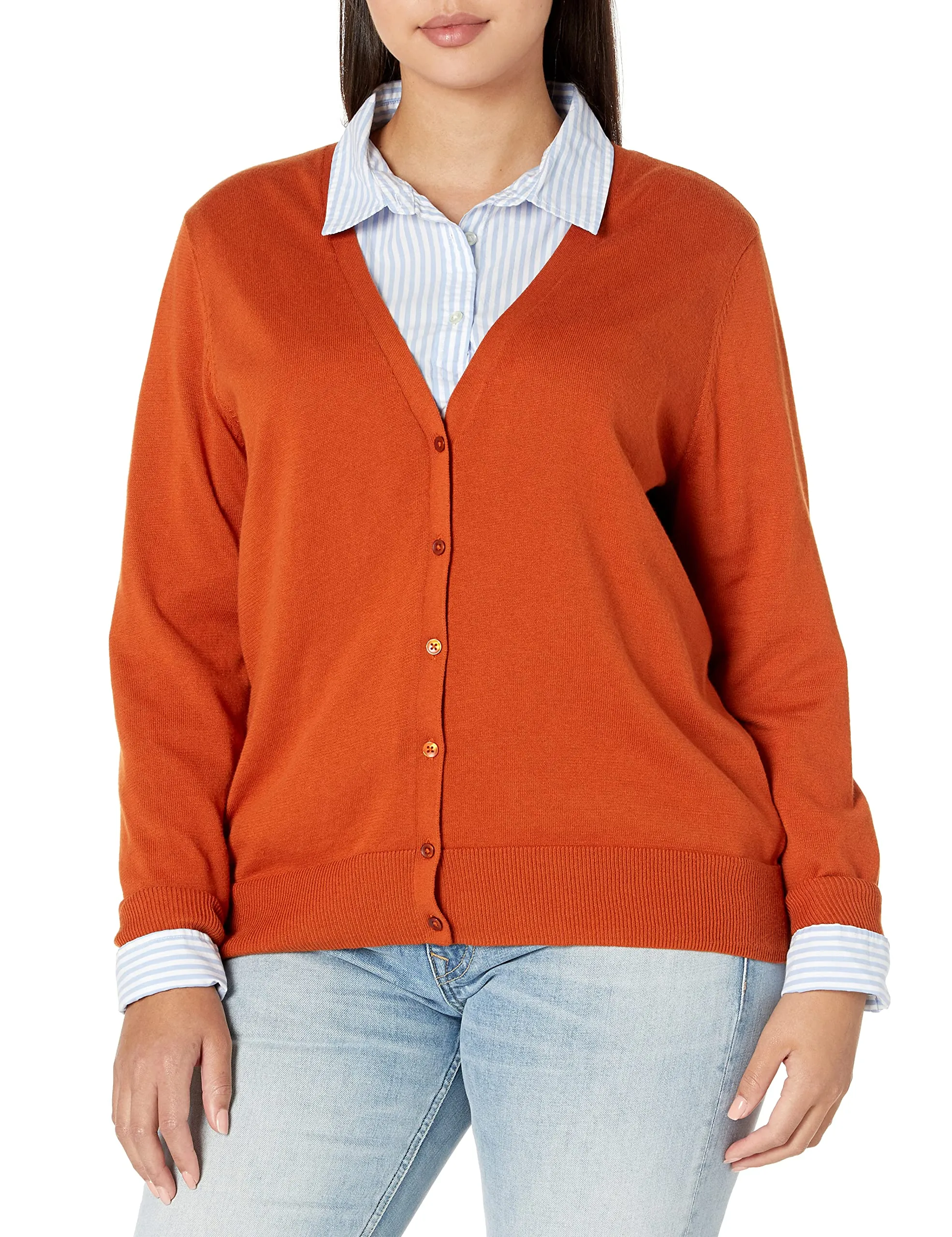 Amazon Essentials Felpa Cardigan Leggera Donna, Ruggine, XL - immagine 1