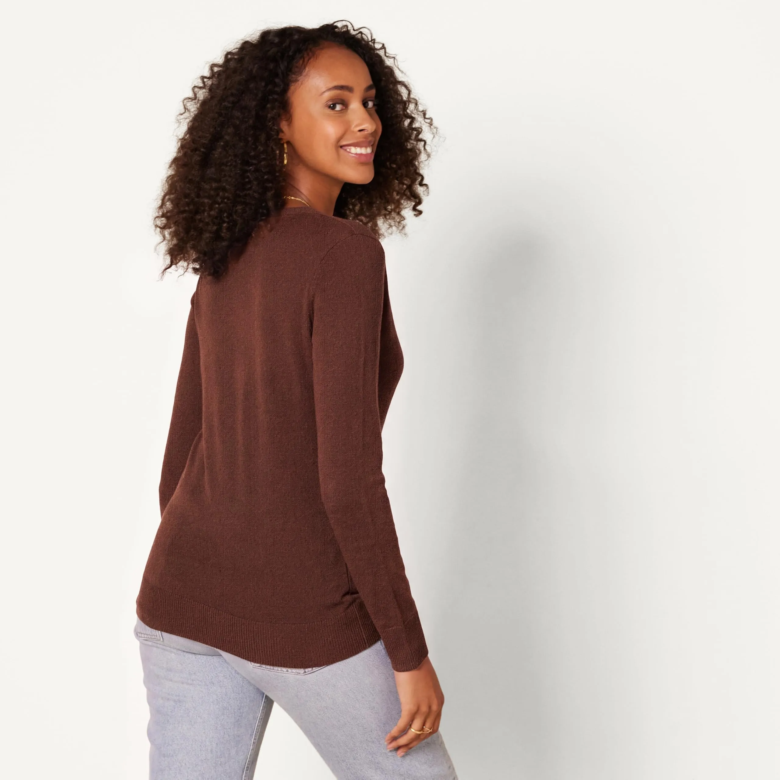 Amazon Essentials Felpa Cardigan Leggera Donna, Marrone, XXL - immagine 4