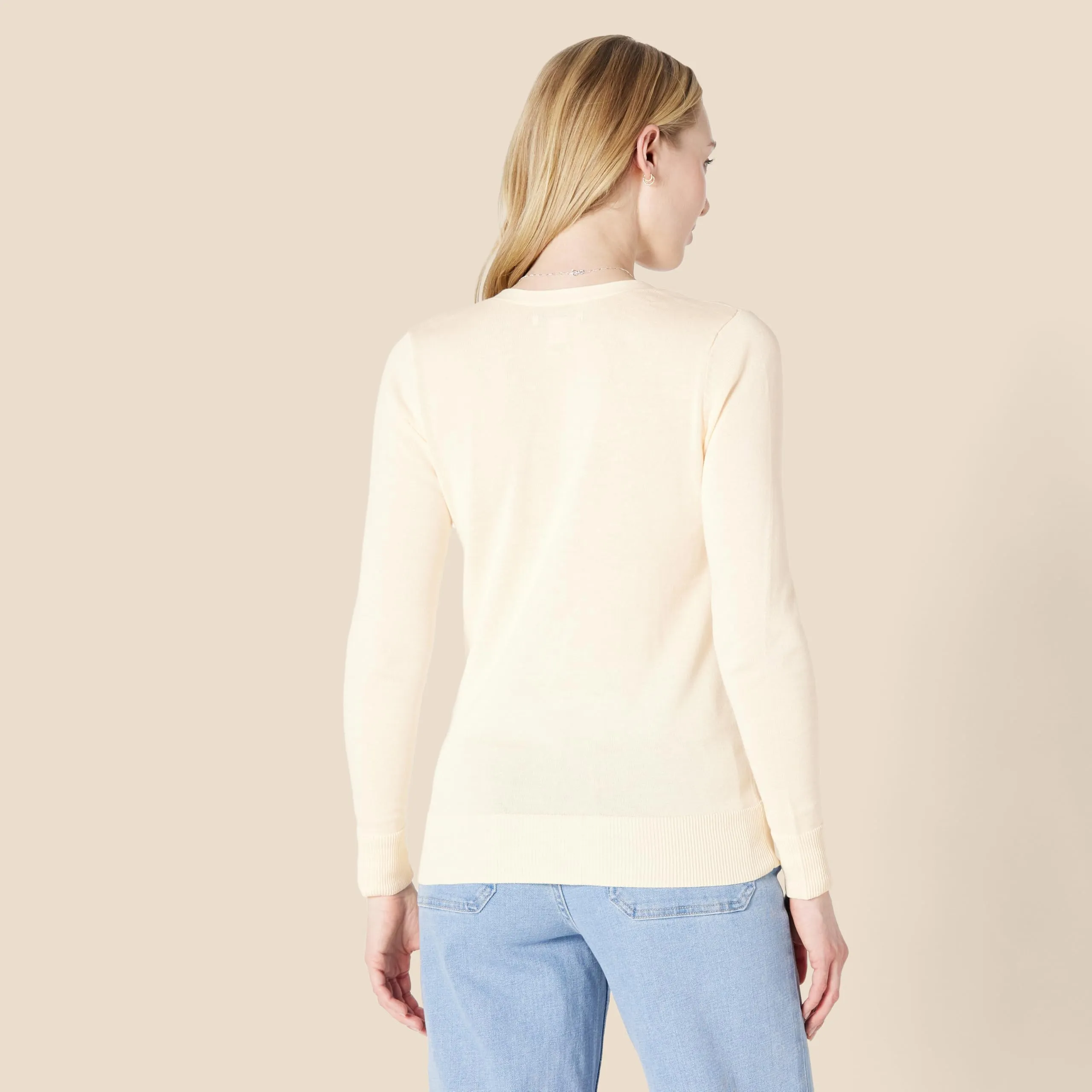 Amazon Essentials Felpa Cardigan Leggera Donna, Pesca Pallido, S - immagine 3