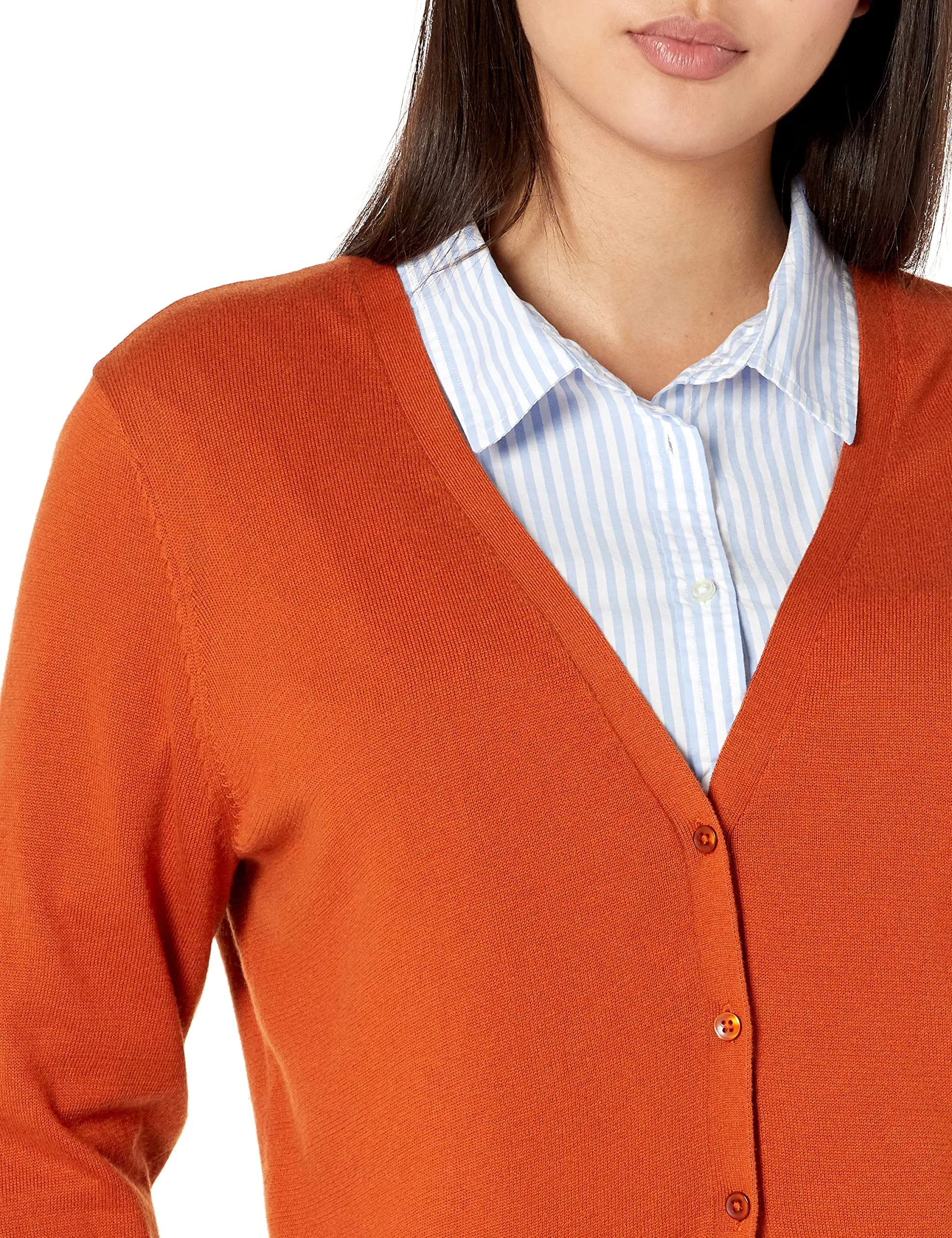 Amazon Essentials Felpa Cardigan Leggera Donna, Ruggine, S - immagine 4