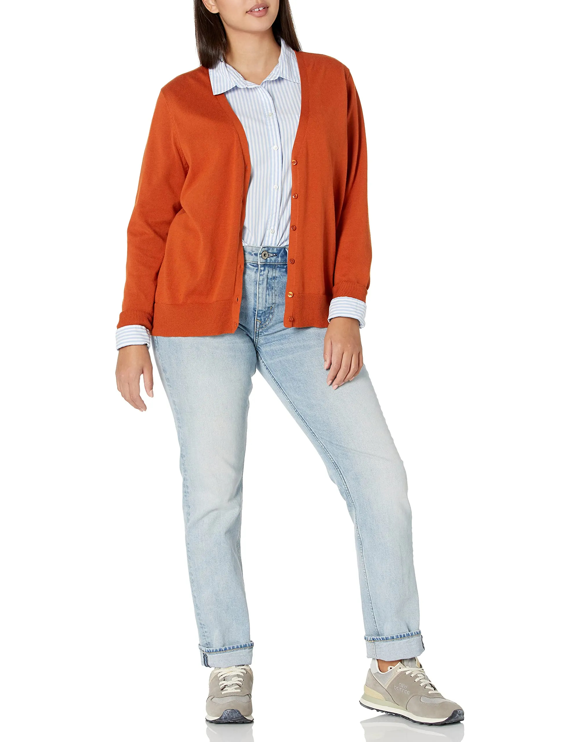Amazon Essentials Felpa Cardigan Leggera Donna, Ruggine, M - immagine 5