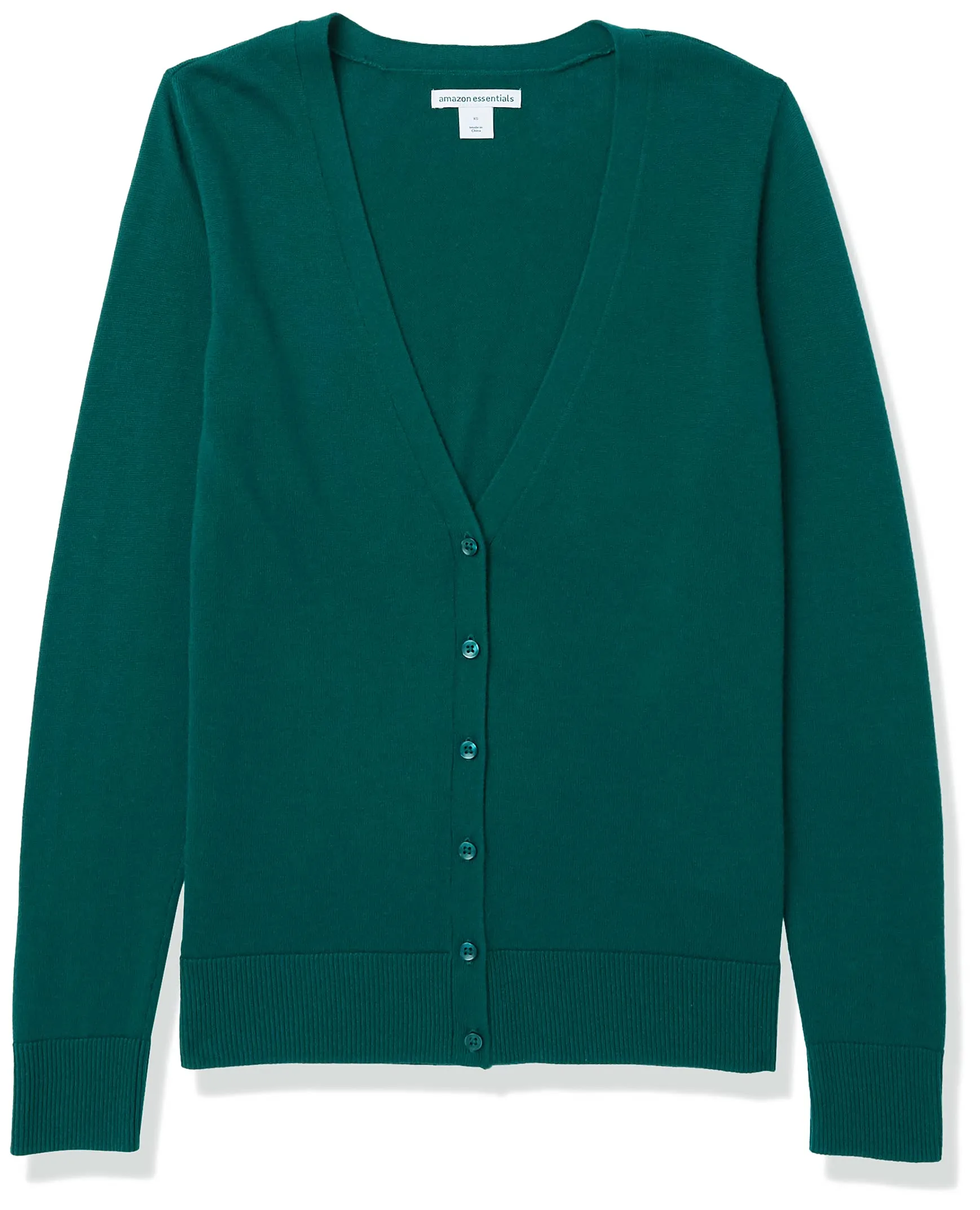 Amazon Essentials Felpa Cardigan Leggera Donna, Verde Scuro, L - immagine 6