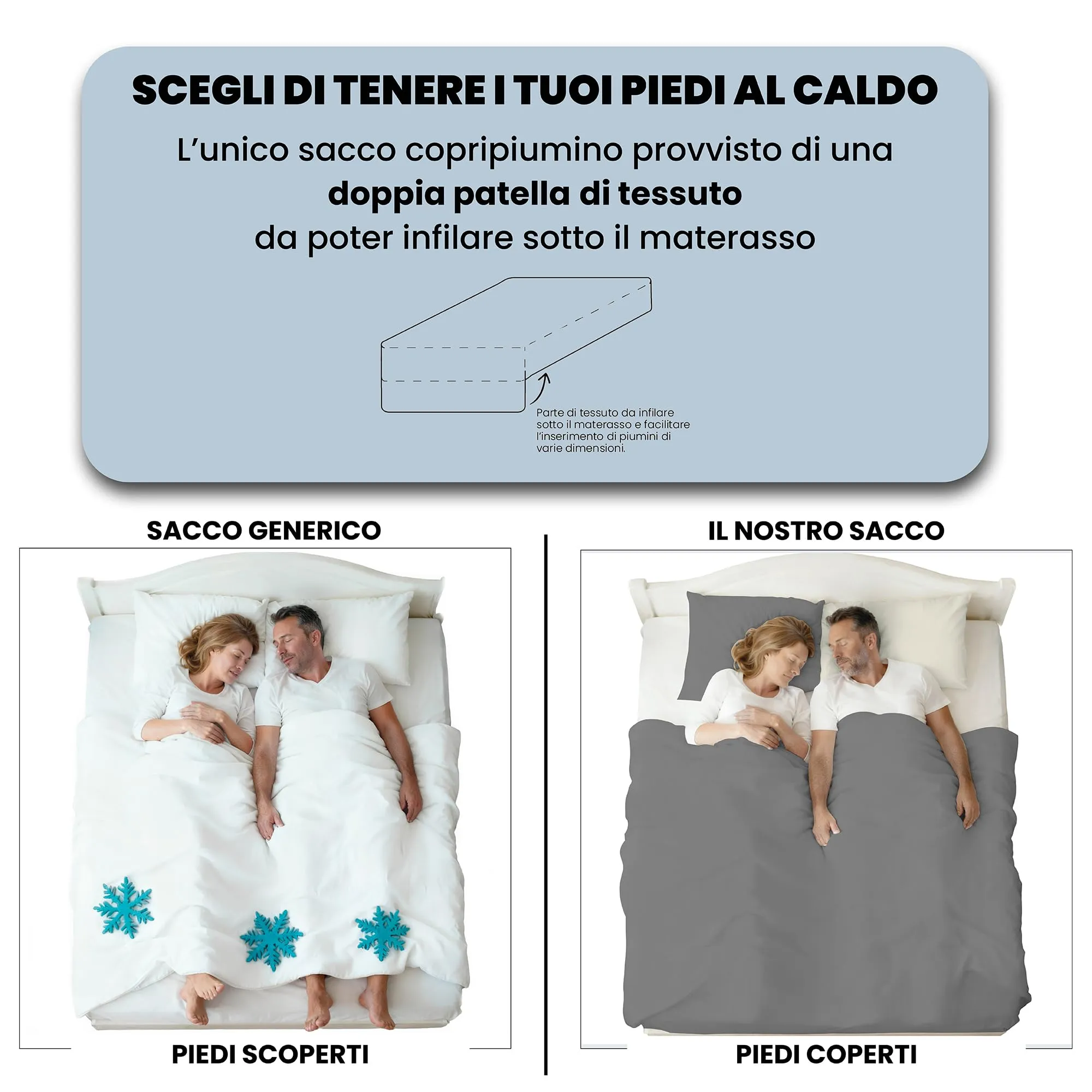 Italian Bed Linen Set Copripiumino 100% Cotone, 200x200 cm, Piazza e Mezza, Grigio Scuro/Panna - immagine 6
