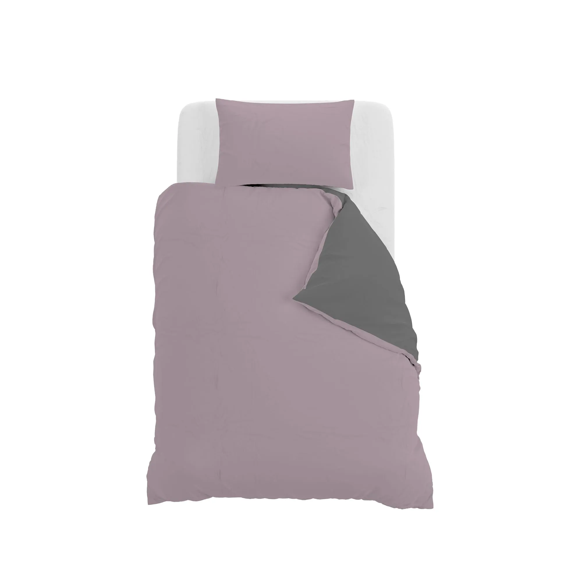 Italian Bed Linen Set Copripiumino 100% Cotone, 200x200 cm, Piazza e Mezza, Rosa Antico/Grigio Scuro - immagine 10