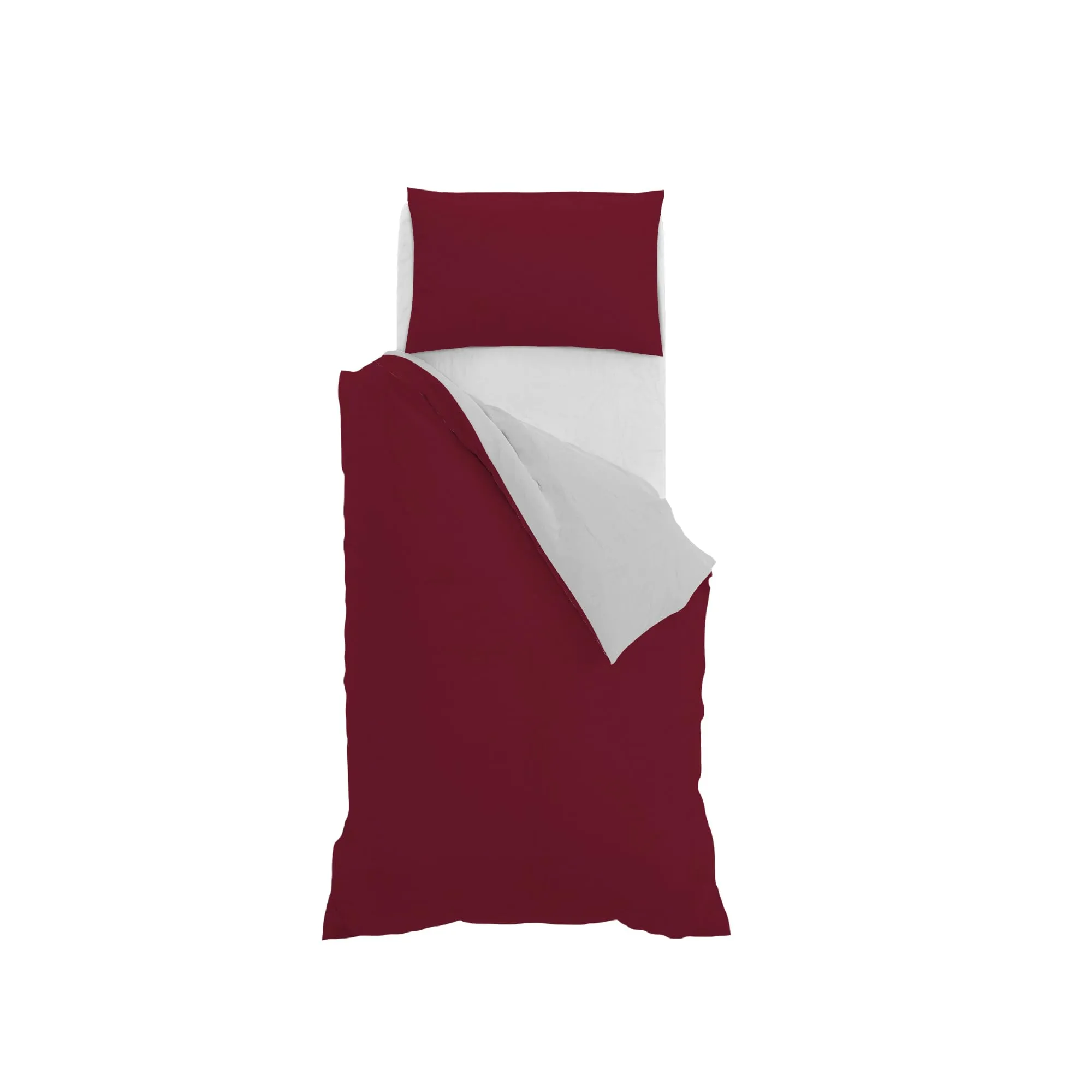 Italian Bed Linen Set Copripiumino 100% Cotone, Singolo, 150x200 cm, Bordeaux/Grigio Chiaro - immagine 10