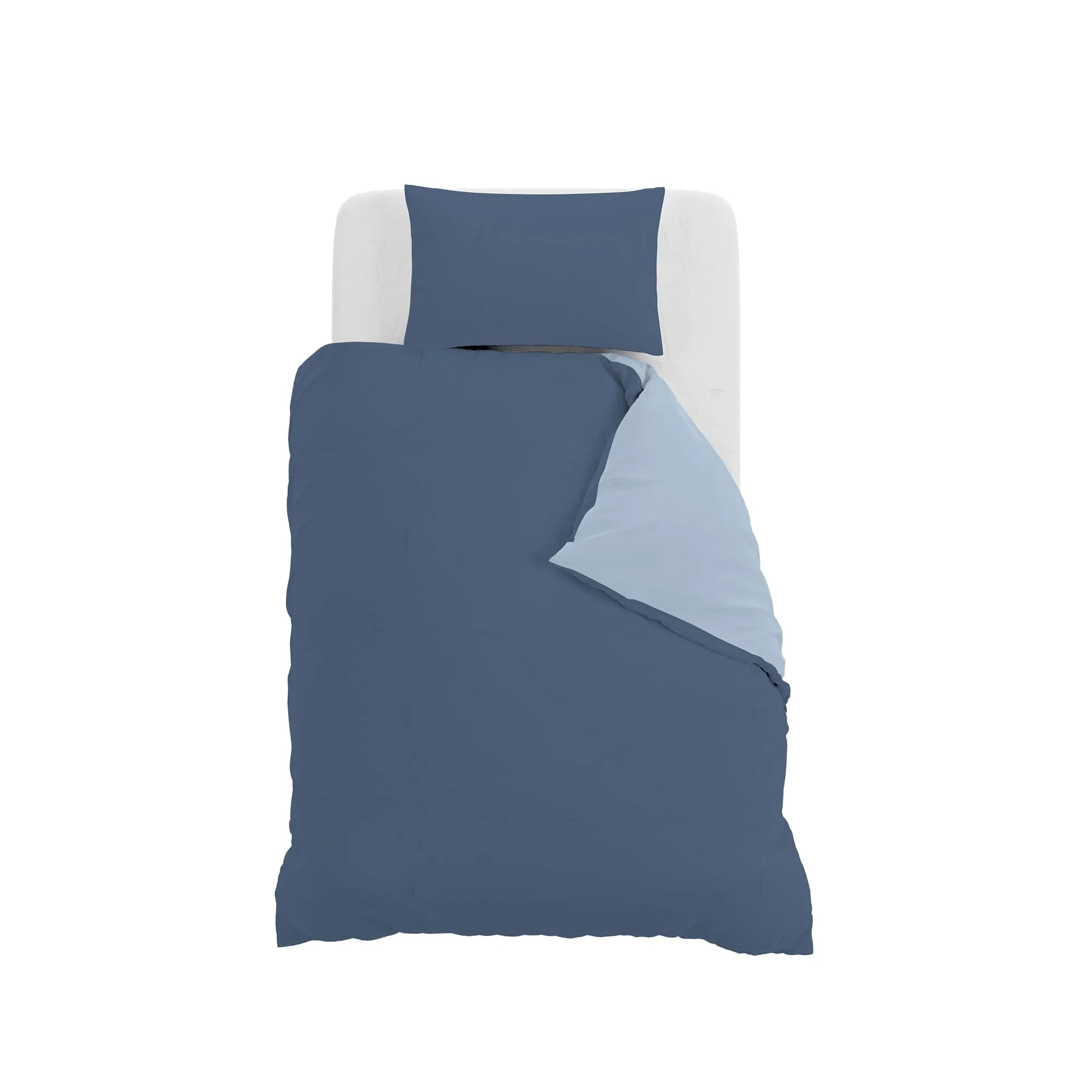 Italian Bed Linen Set Copripiumino 100% Cotone, 200x200 cm, Piazza e Mezza, Avio/Azzurro - immagine 10
