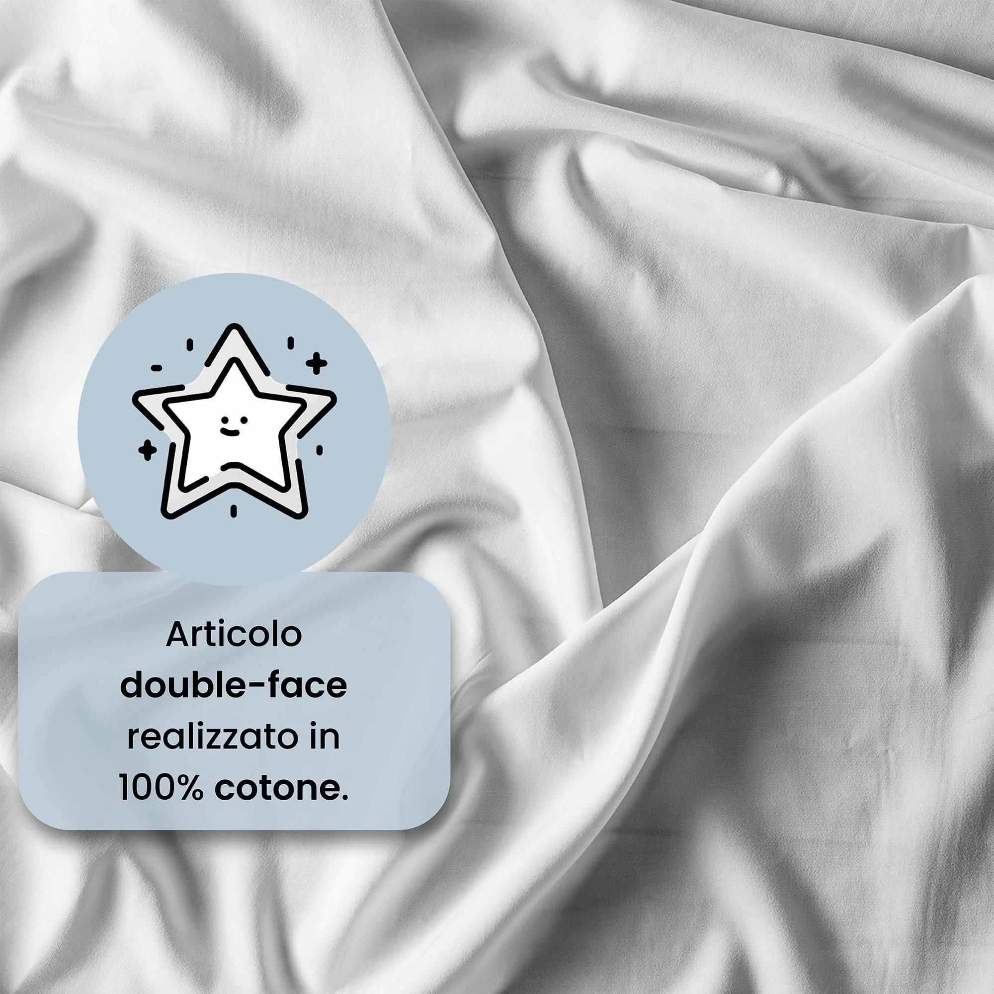 Italian Bed Linen Set Copripiumino 100% Cotone, Piazza e Mezza, 200x200 cm, Bianco/Bianco - immagine 3