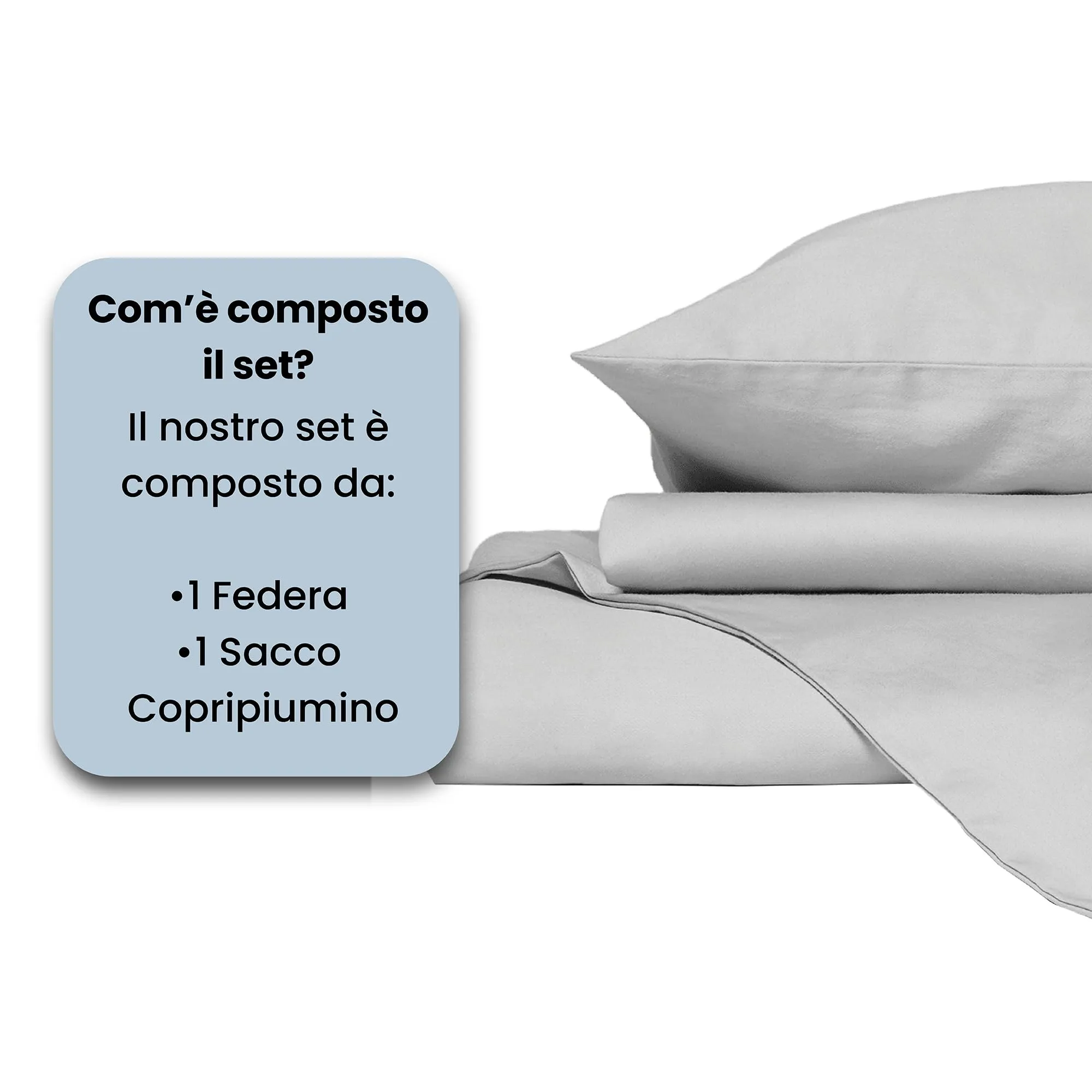 Italian Bed Linen Set Copripiumino 100% Cotone, Piazza e Mezza, 200x200 cm, Bianco/Bianco - immagine 4