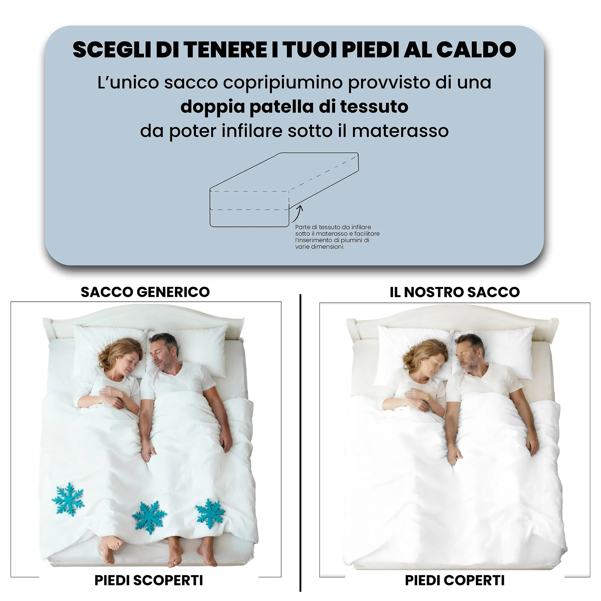 Italian Bed Linen Set Copripiumino 100% Cotone, Piazza e Mezza, 200x200 cm, Bianco/Bianco - immagine 6