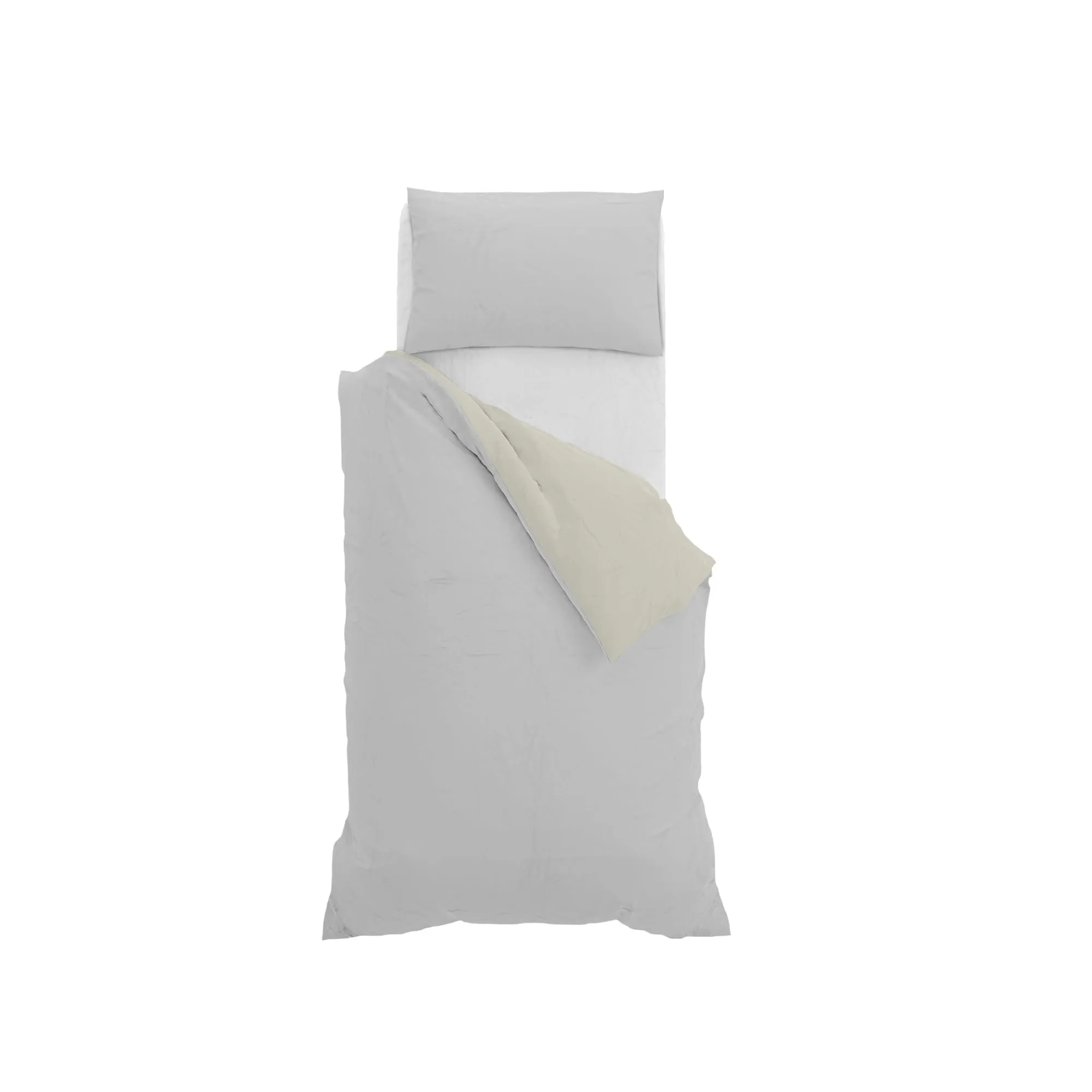 Italian Bed Linen Set Copripiumino 100% Cotone, Singolo, 150x200 cm, Grigio Chiaro/Panna - immagine 10