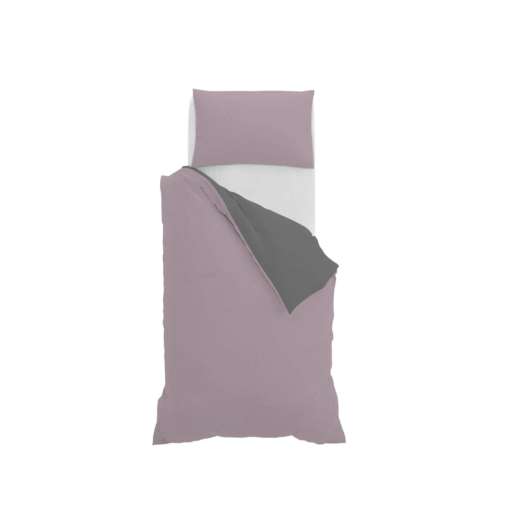 Italian Bed Linen Set Copripiumino 100% Cotone, Singolo, 150x200 cm, Rosa Antico/Grigio Scuro - immagine 10