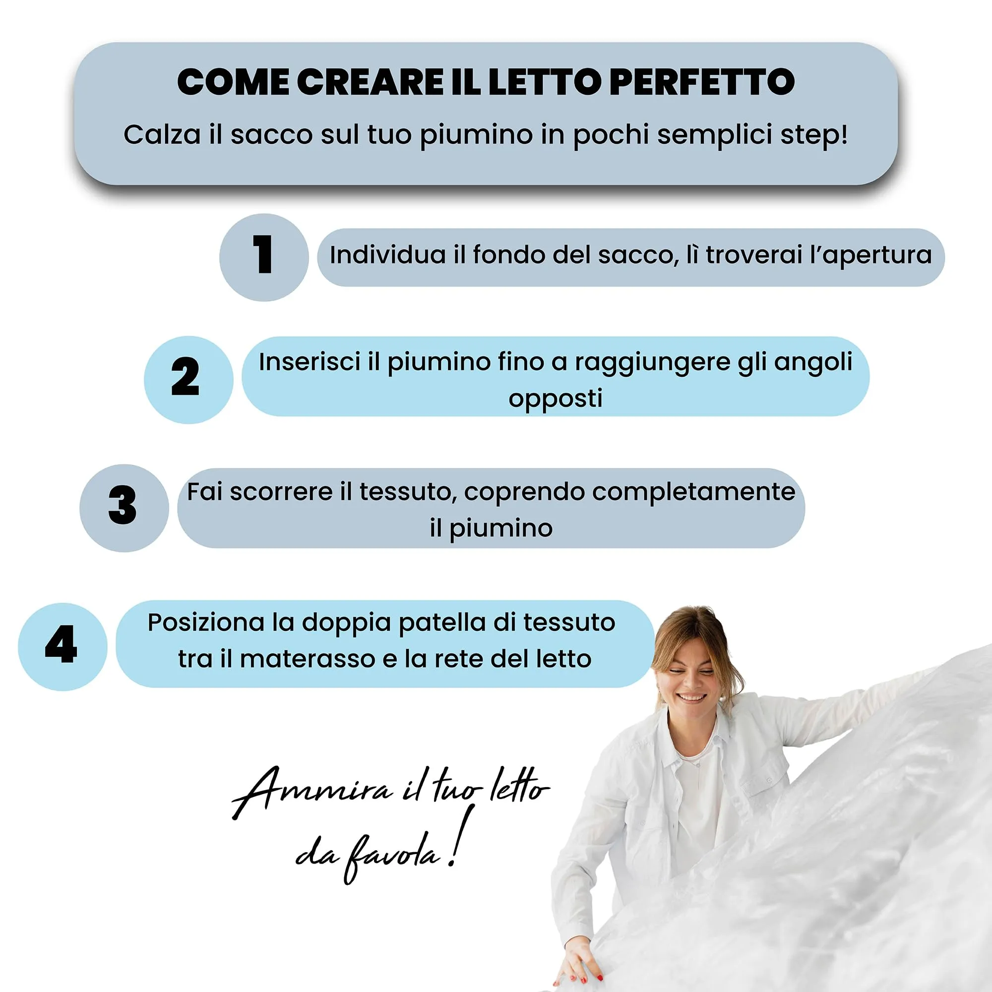 Italian Bed Linen Set Copripiumino 100% Cotone, 150x200 cm con Federa, Singolo, Bianco/Bianco - immagine 5