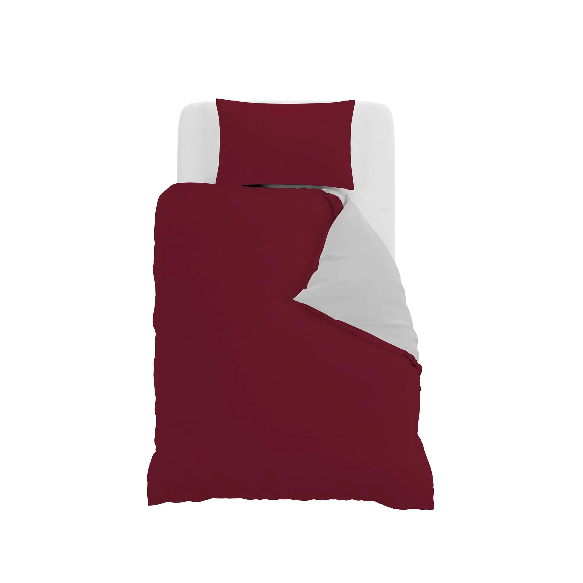 Italian Bed Linen Set Copripiumino 100% Cotone, 200x200 cm, Piazza e Mezza, Bordeaux/Grigio Chiaro - immagine 10