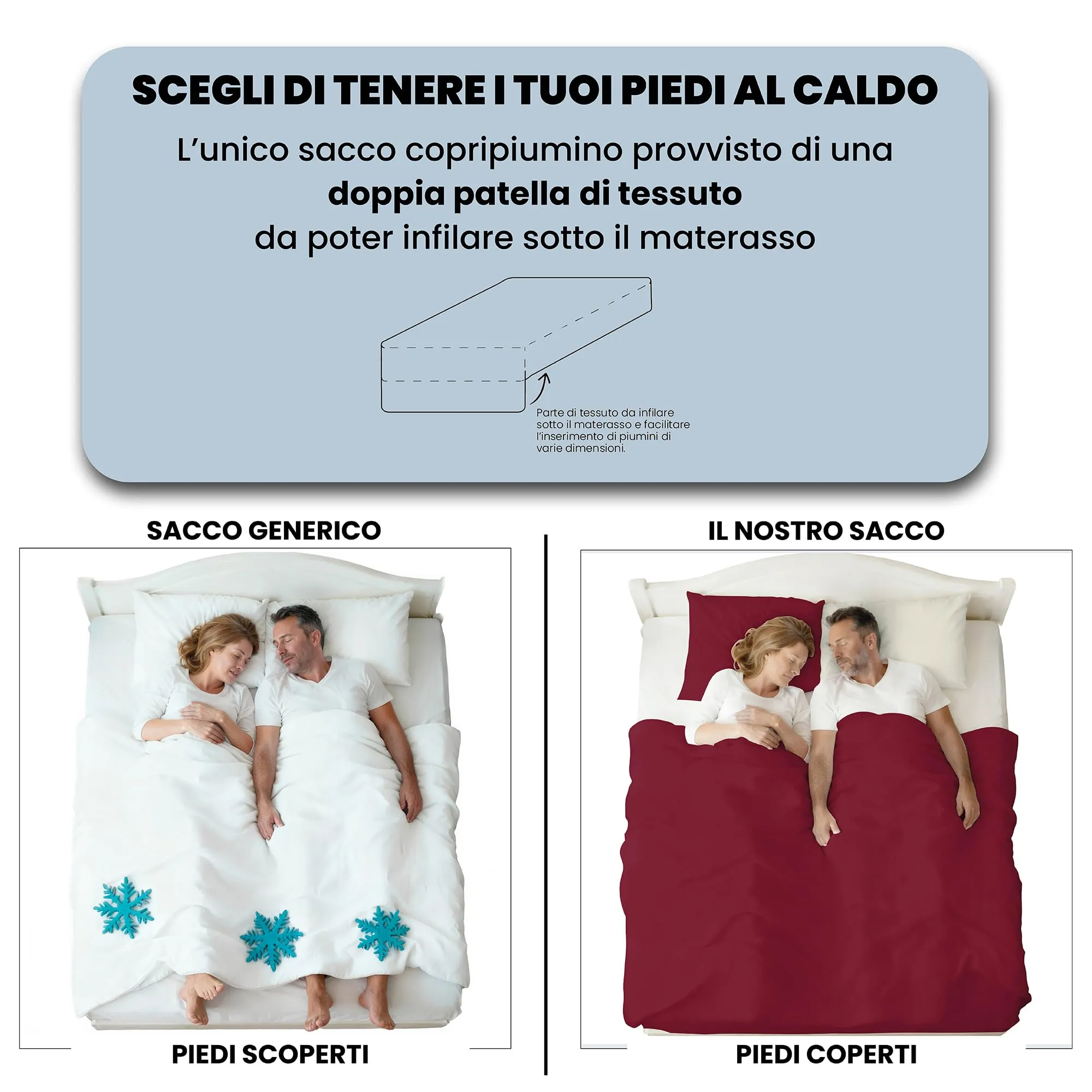 Italian Bed Linen Set Copripiumino 100% Cotone, Matrimoniale, 250x200 cm, Bordeaux/Panna - immagine 6