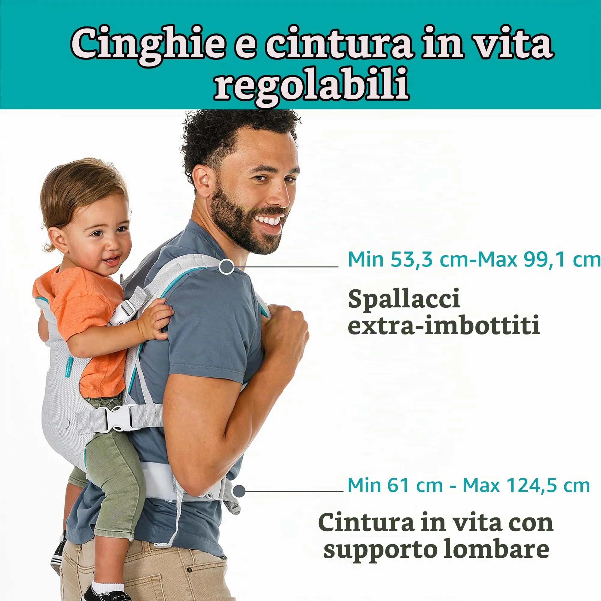 Infantino Marsupio Flip Convertibile 4-in-1 Light & Airy, 3,6-14,5 kg, Grigio Chiaro - immagine 3