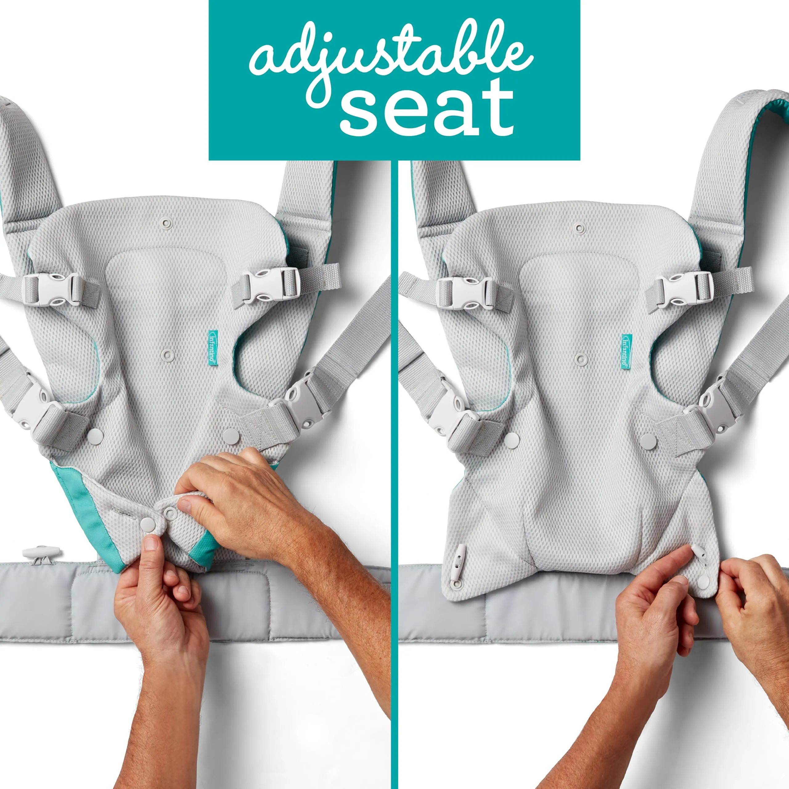 Infantino Marsupio Flip Convertibile 4-in-1 Light & Airy, 3,6-14,5 kg, Grigio Chiaro - immagine 6