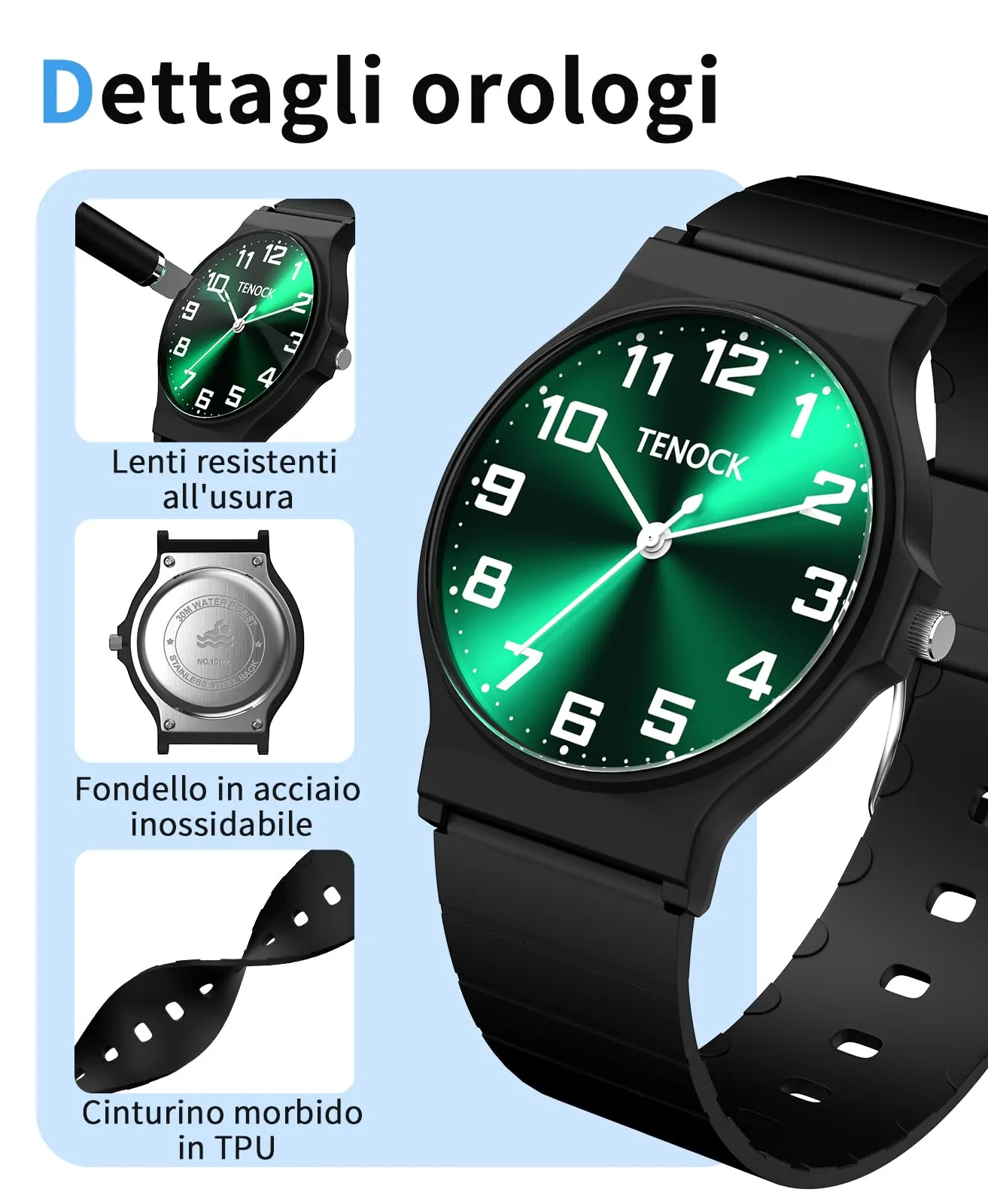 TENOCK Orologio Analogico per Bambini 30m TEN-1010L - immagine 2
