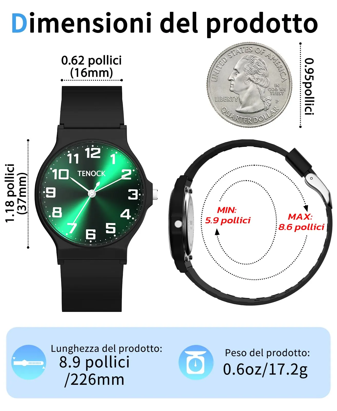 TENOCK Orologio Analogico per Bambini 30m TEN-1010L - immagine 4