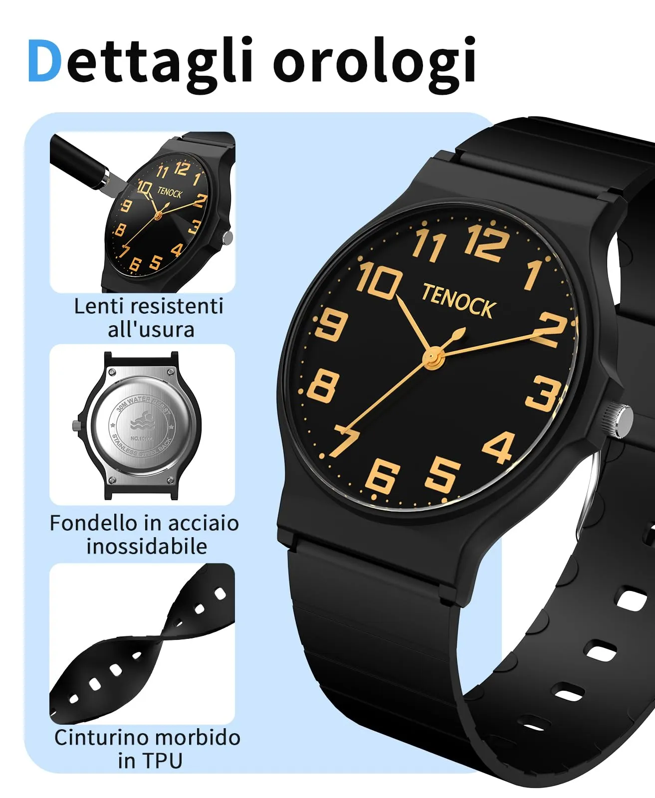 TENOCK Orologio analogico per bambini 30m TEN-1010L - immagine 2