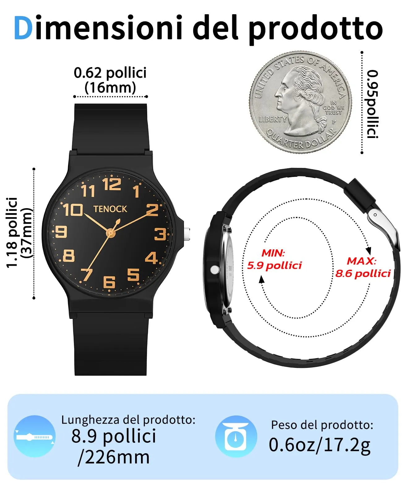 TENOCK Orologio analogico per bambini 30m TEN-1010L - immagine 4