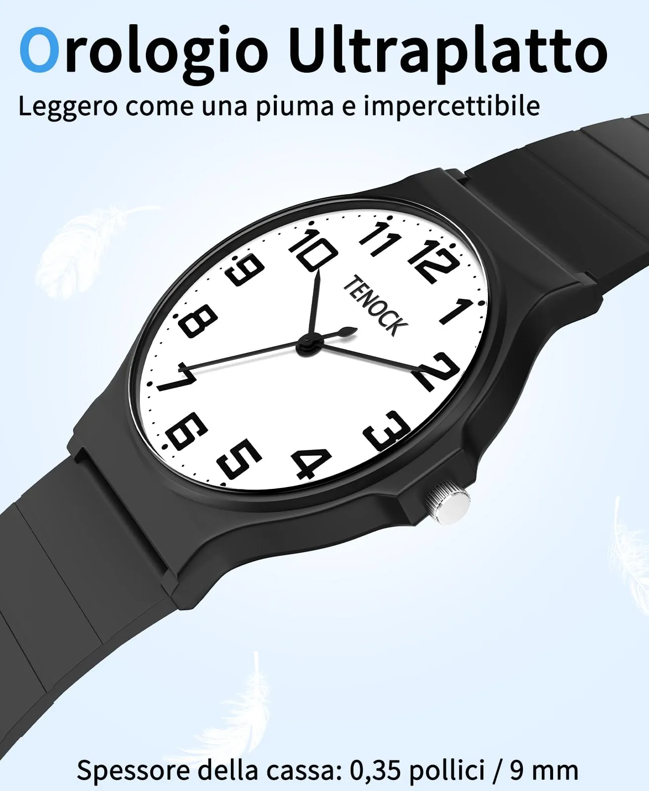 TENOCK Orologio analogico per bambini TEN-1010L, impermeabile 3ATM, cinturino in silicone, 5-15 anni - immagine 3