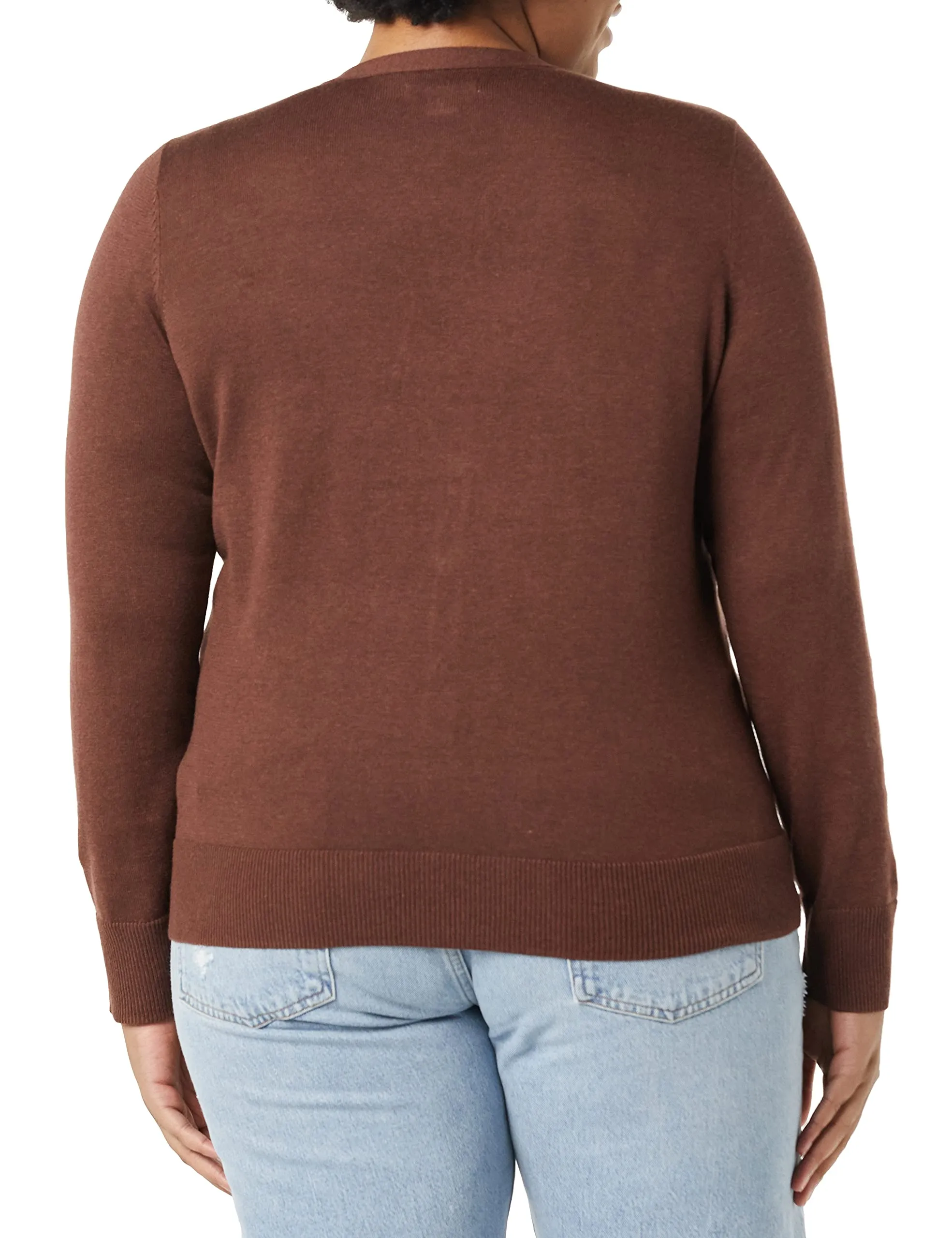Amazon Essentials Felpa Cardigan Leggera Donna, Castagna Scuro Puntinato, M - immagine 5