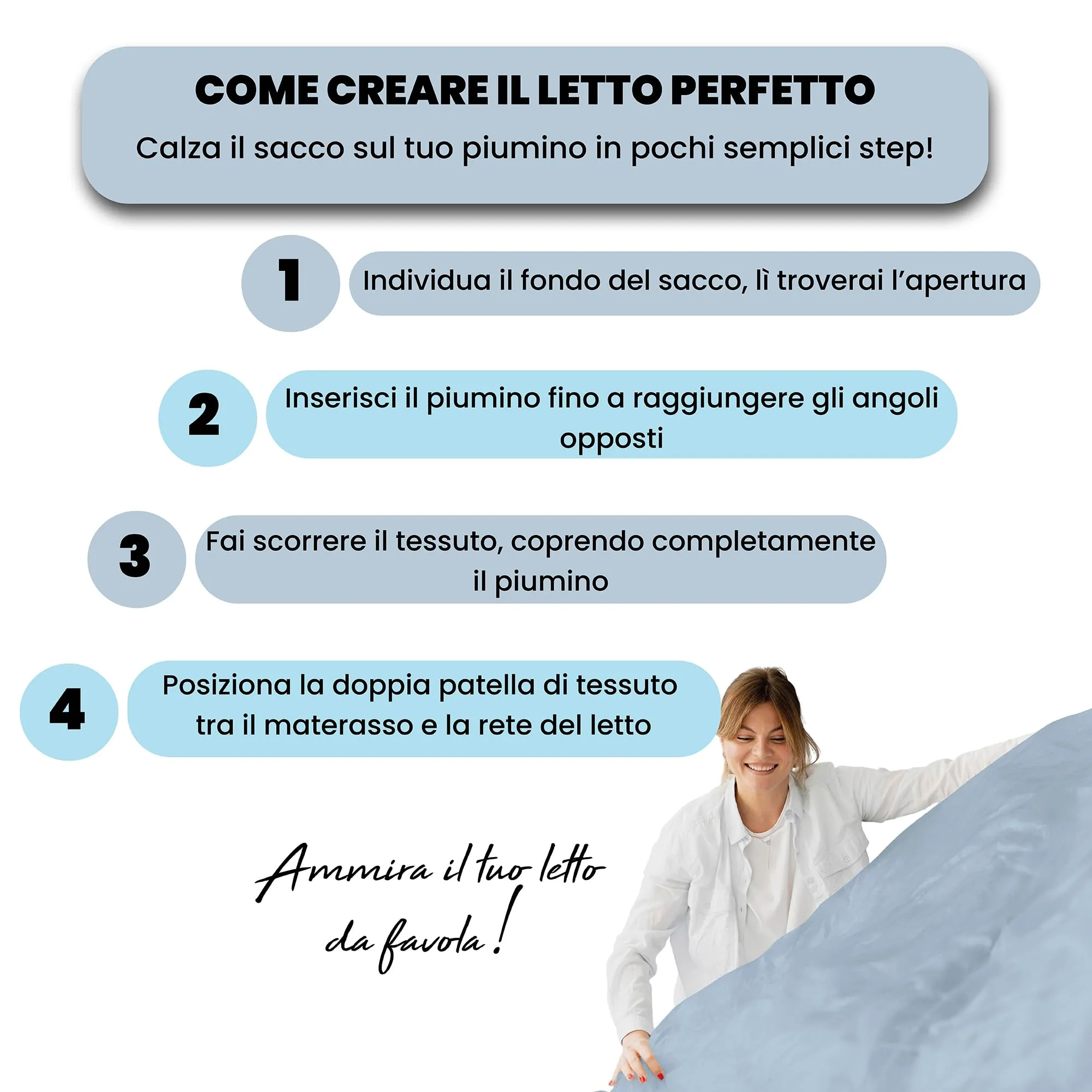 Italian Bed Linen Set Copripiumino 100% Cotone, Singolo, 150x200 cm, Azzurro/Grigio Chiaro - immagine 5