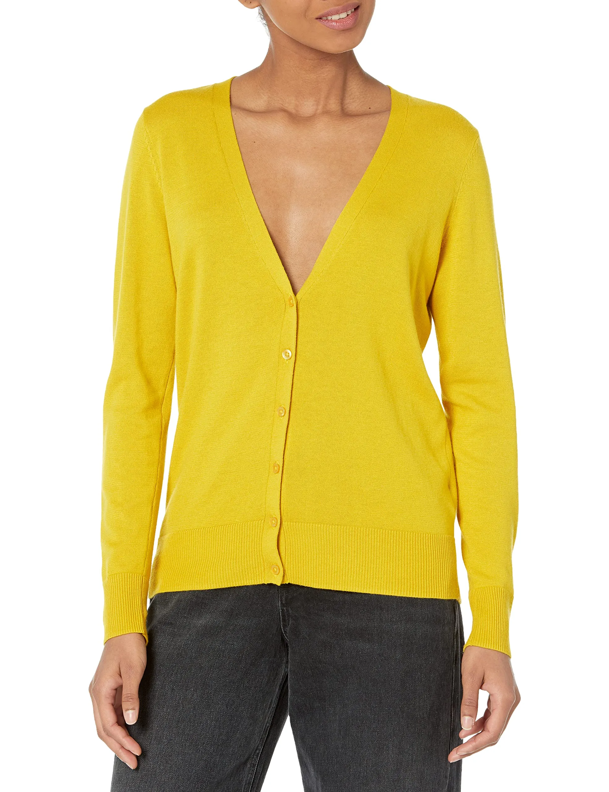 Amazon Essentials Felpa Cardigan Leggera Donna, Giallo Scuro, S - immagine 1