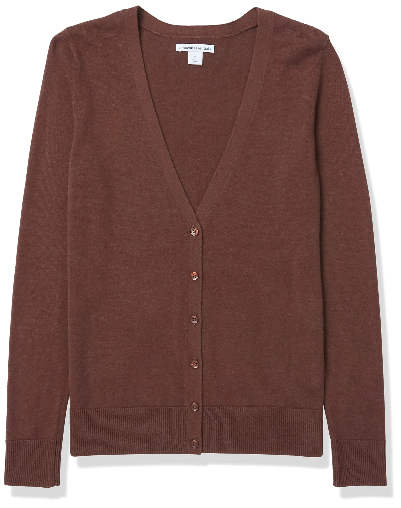 Amazon Essentials Felpa Cardigan Leggera Donna, Castagna Scuro Puntinato, XXL - immagine 6