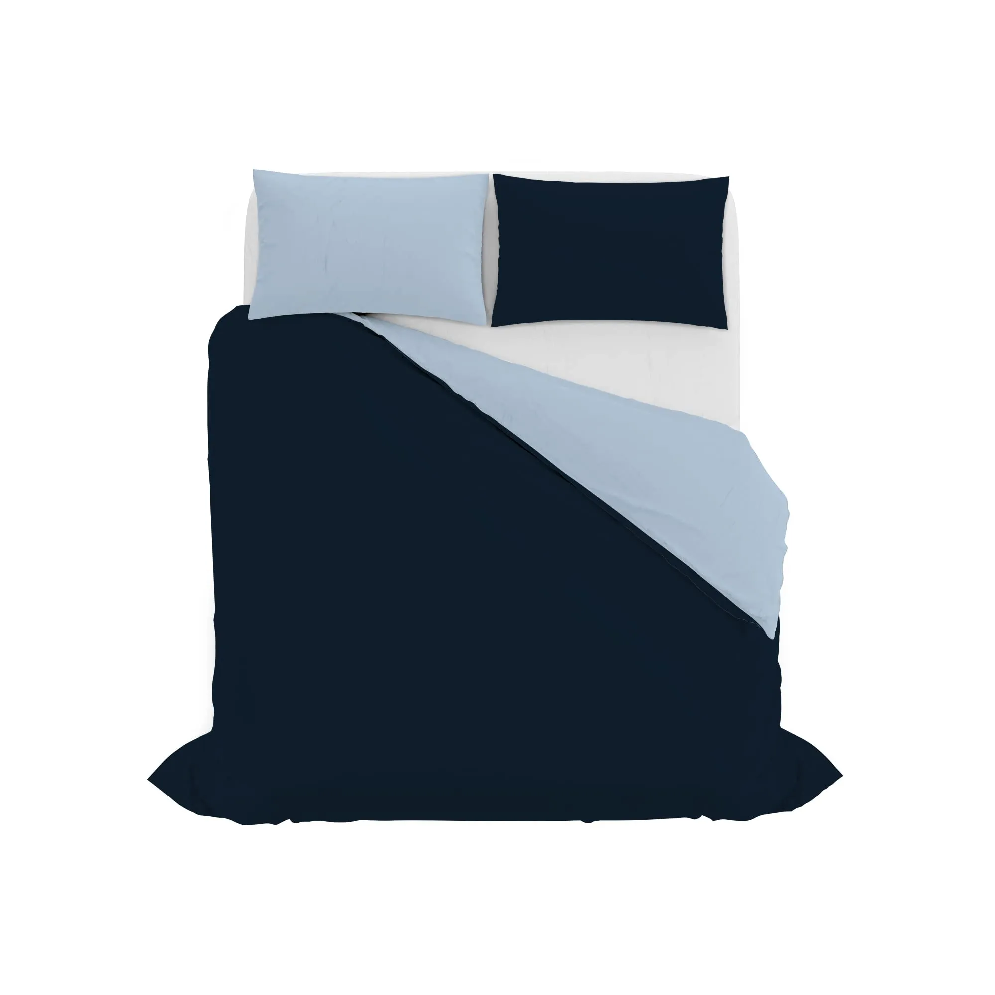 Italian Bed Linen Set Copripiumino 100% Cotone Matrimoniale 250x200 cm, Blu Scuro/Azzurro - immagine 10