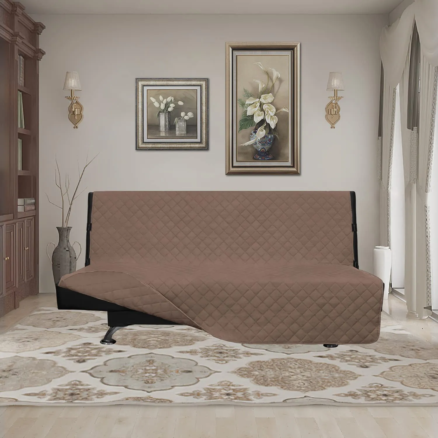 Easy-Going Futon Slipcover, Waterproof Reversible Furniture Protector, Brown, 70'' - immagine 2