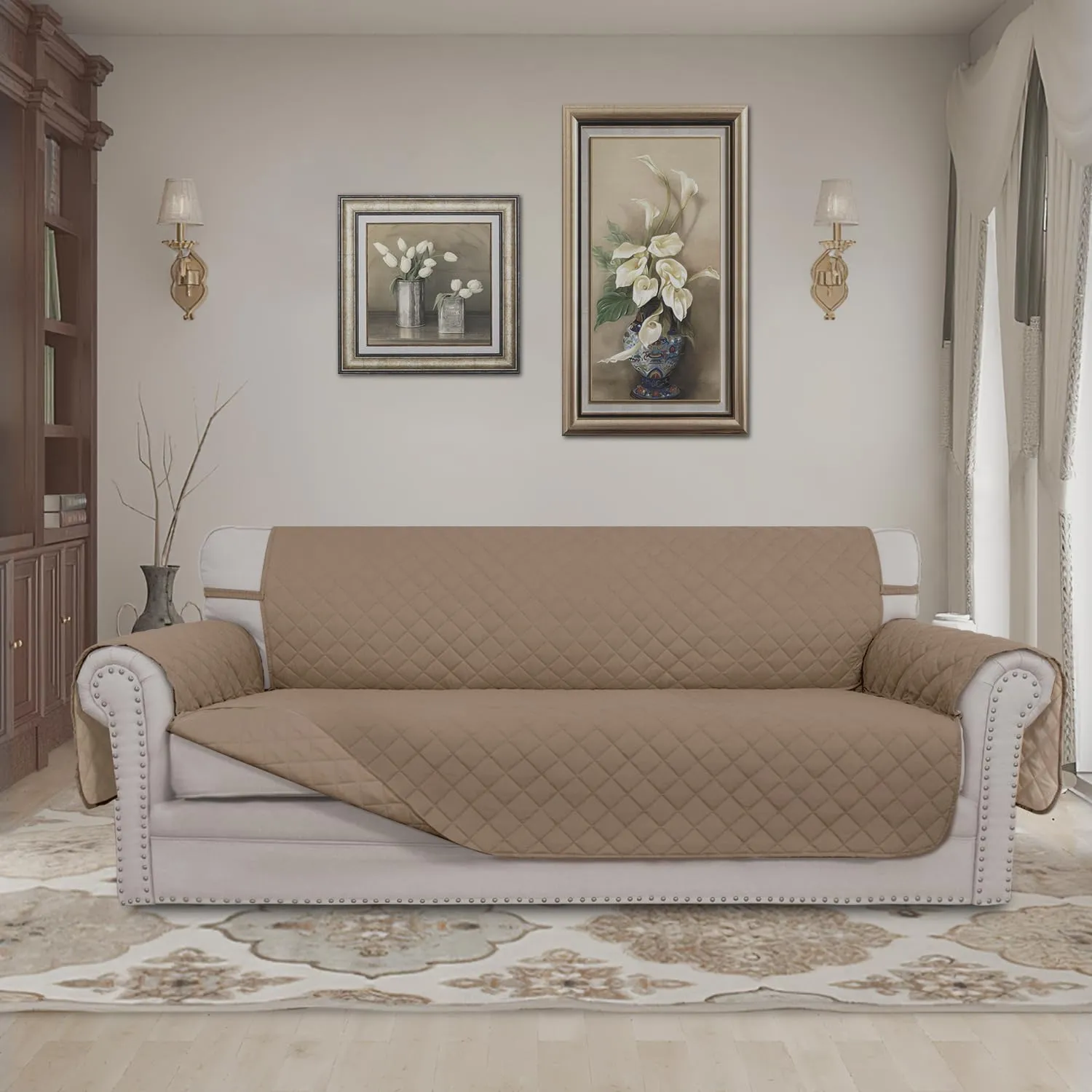 Easy-Going Copridivano Reversibile 4 Posti Impermeabile, XXL, Beige/Beige - immagine 2
