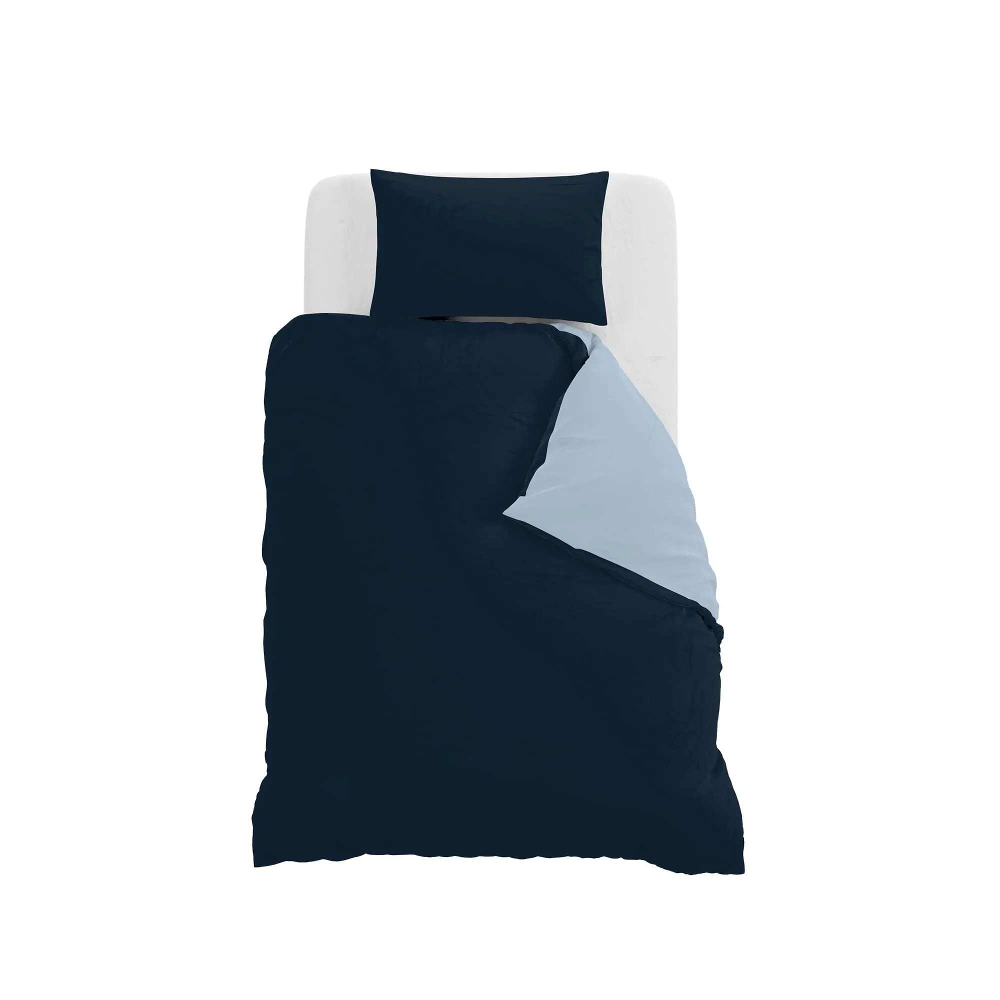 Italian Bed Linen Set Copripiumino 100% Cotone, 200x200 cm, Piazza e Mezza, Blu Scuro/Azzurro - immagine 10