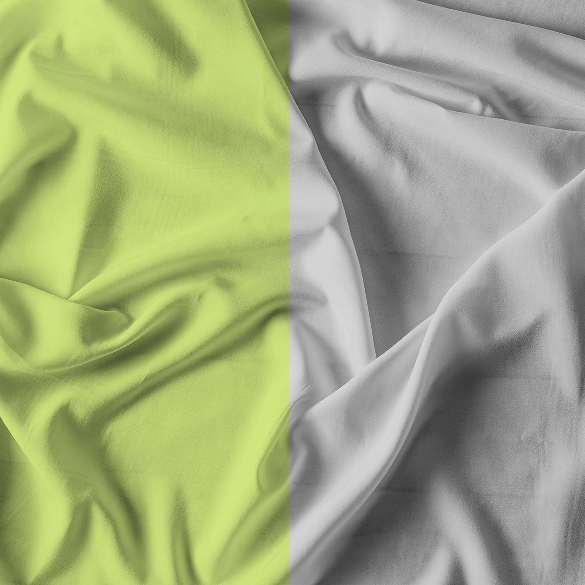 Italian Bed Linen Set Copripiumino 100% Cotone Natural Color, Matrimoniale, 250x200 cm, Verde Acido/Grigio Chiaro - immagine 12