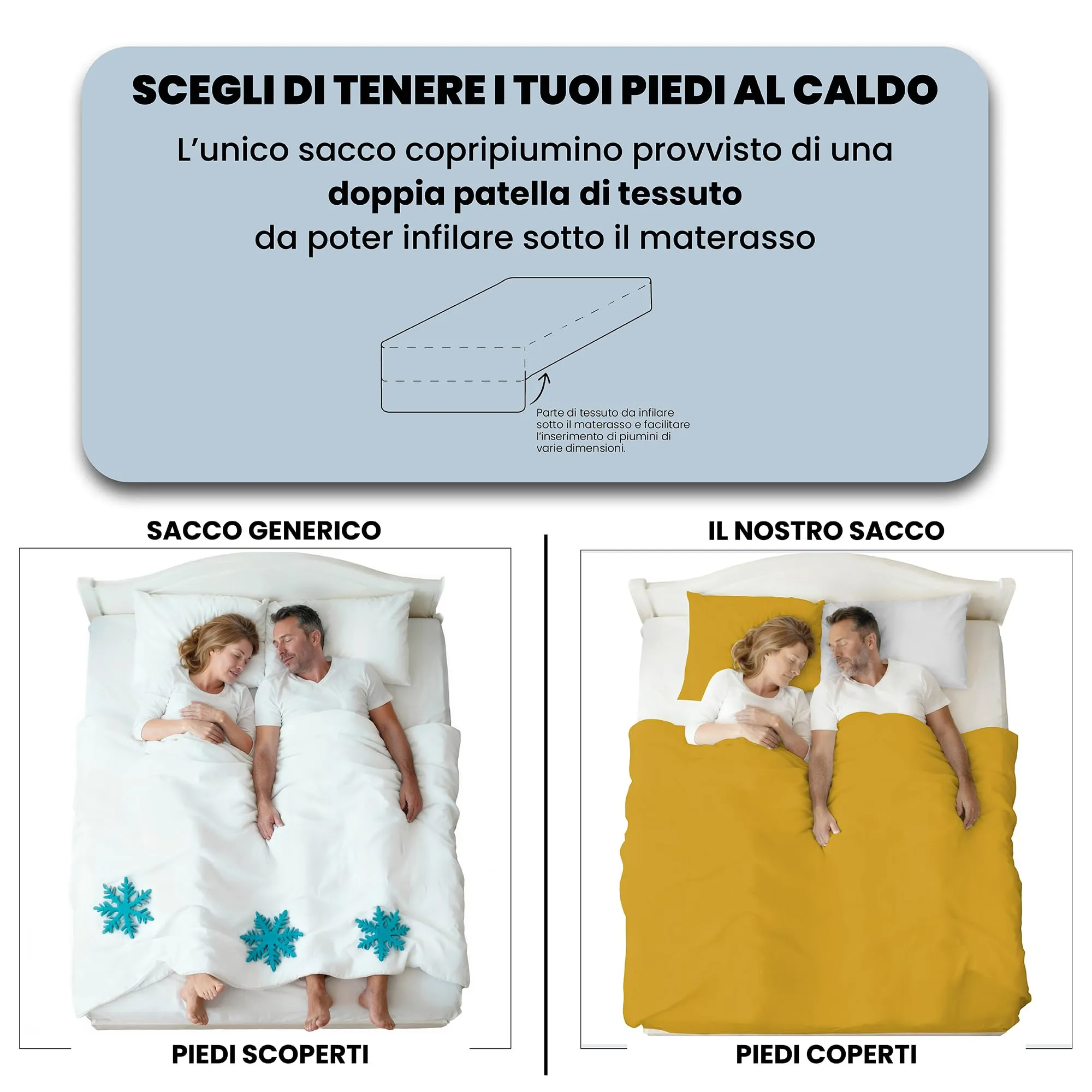 Italian Bed Linen Set Copripiumino 100% Cotone, Piazza e Mezza, 200x200 cm, Senape/Grigio Chiaro - immagine 6