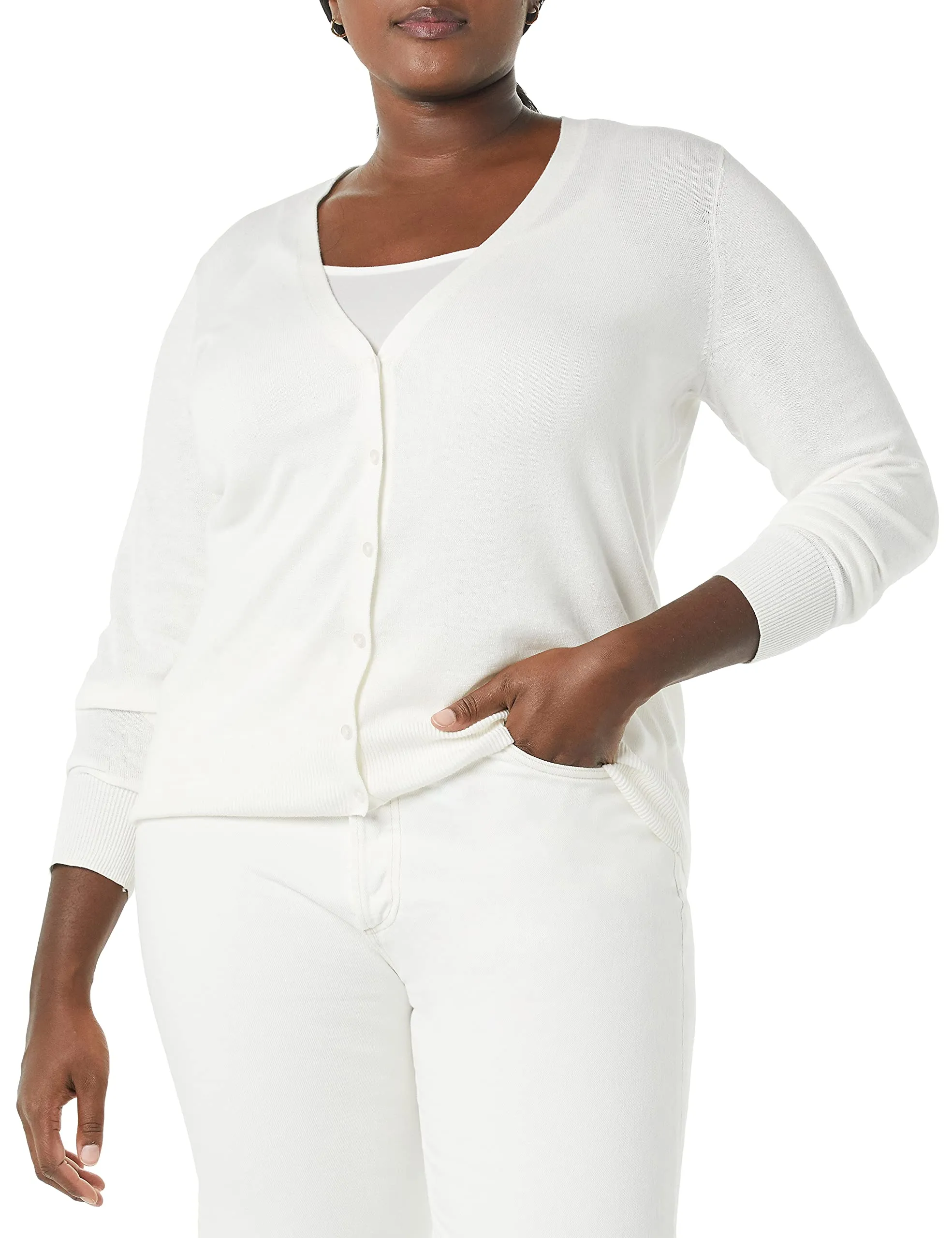 Amazon Essentials Felpa Cardigan Leggera Donna, Avorio, S - immagine 5