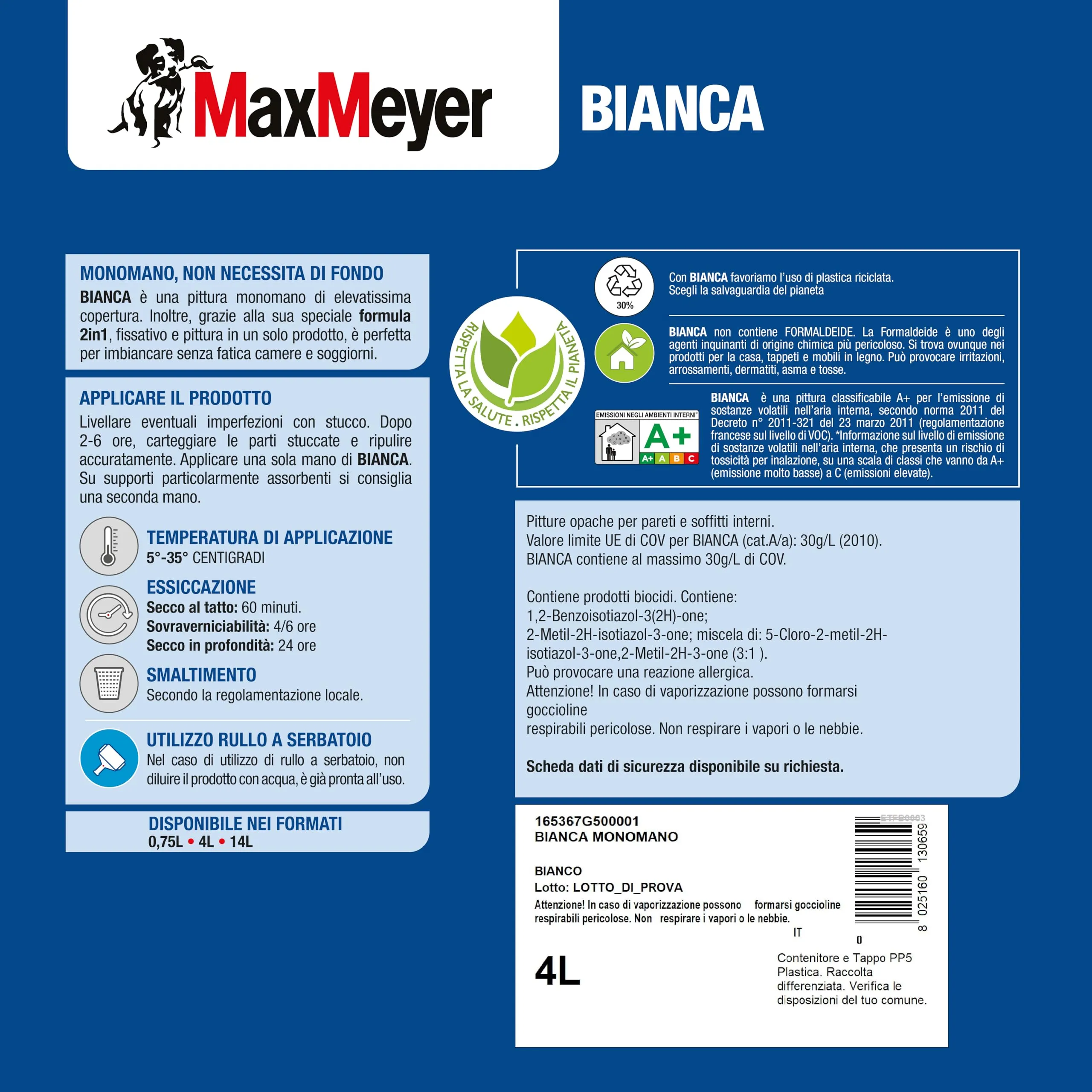 Maxmeyer Pittura per Interni Bianca Lavabile 2 in 1, 4 l - immagine 2