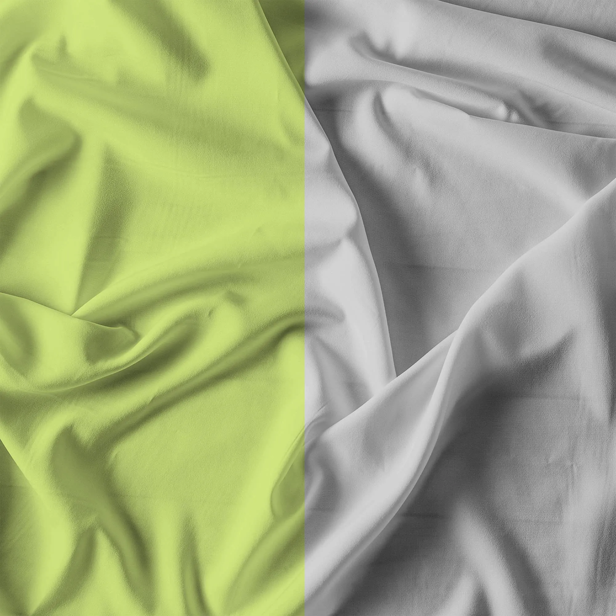 Italian Bed Linen Set Copripiumino 100% Cotone, 200x200 cm, Piazza e Mezza, Verde Acido/Grigio Chiaro - immagine 12
