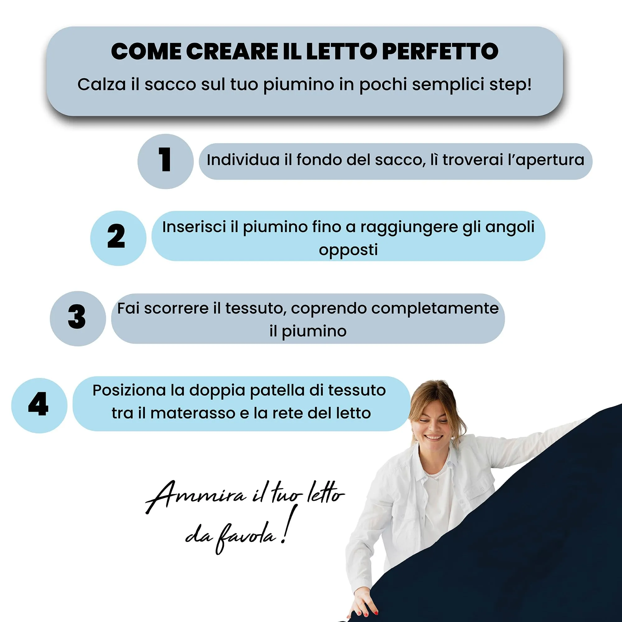 Italian Bed Linen Set Copripiumino 100% Cotone, Singolo, 150x200 cm, Blu Scuro/Azzurro - immagine 5