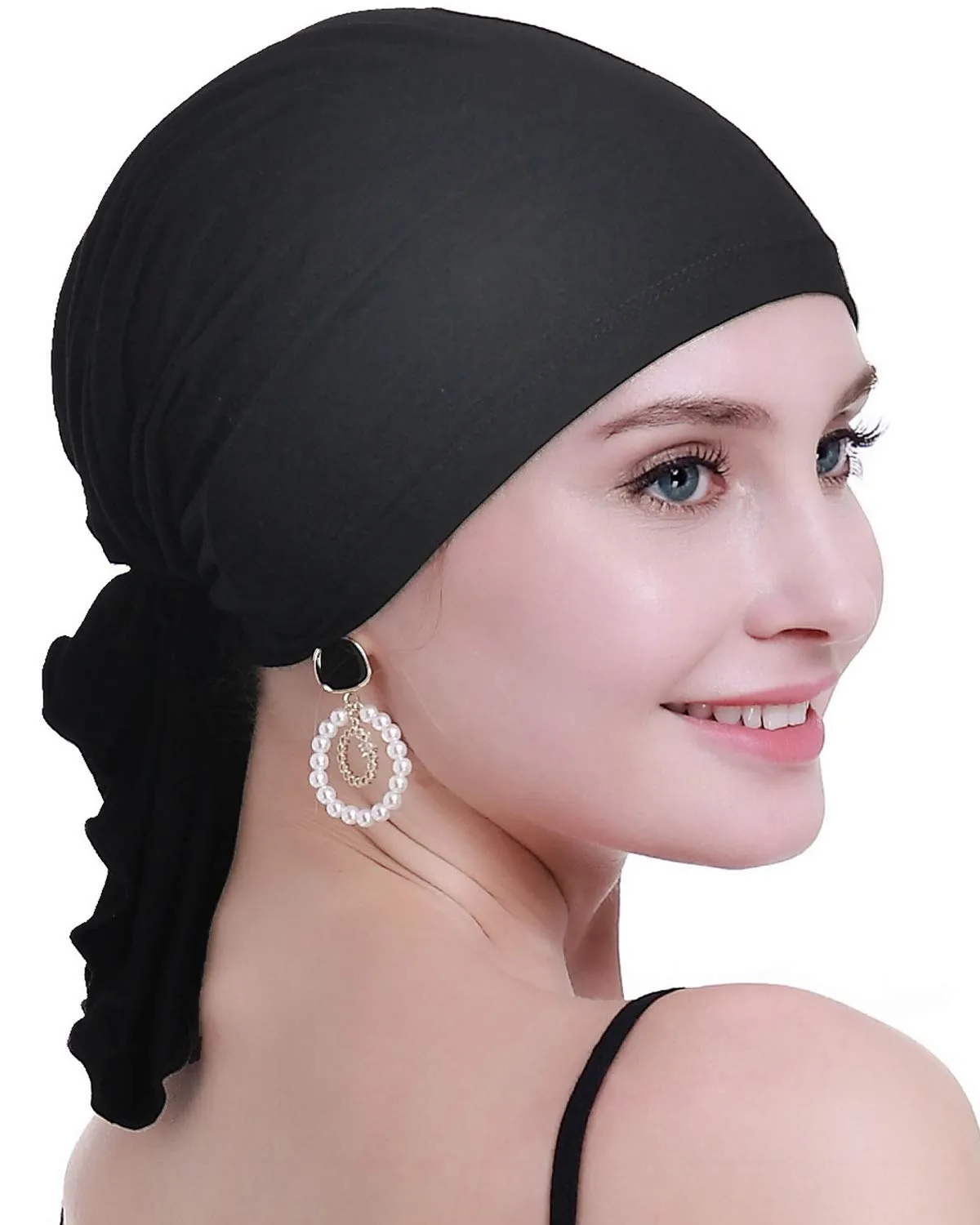 osvyo Copricapo in bambù per chemioterapia da donna, Bamboo Black1, Taglia unica - immagine 1