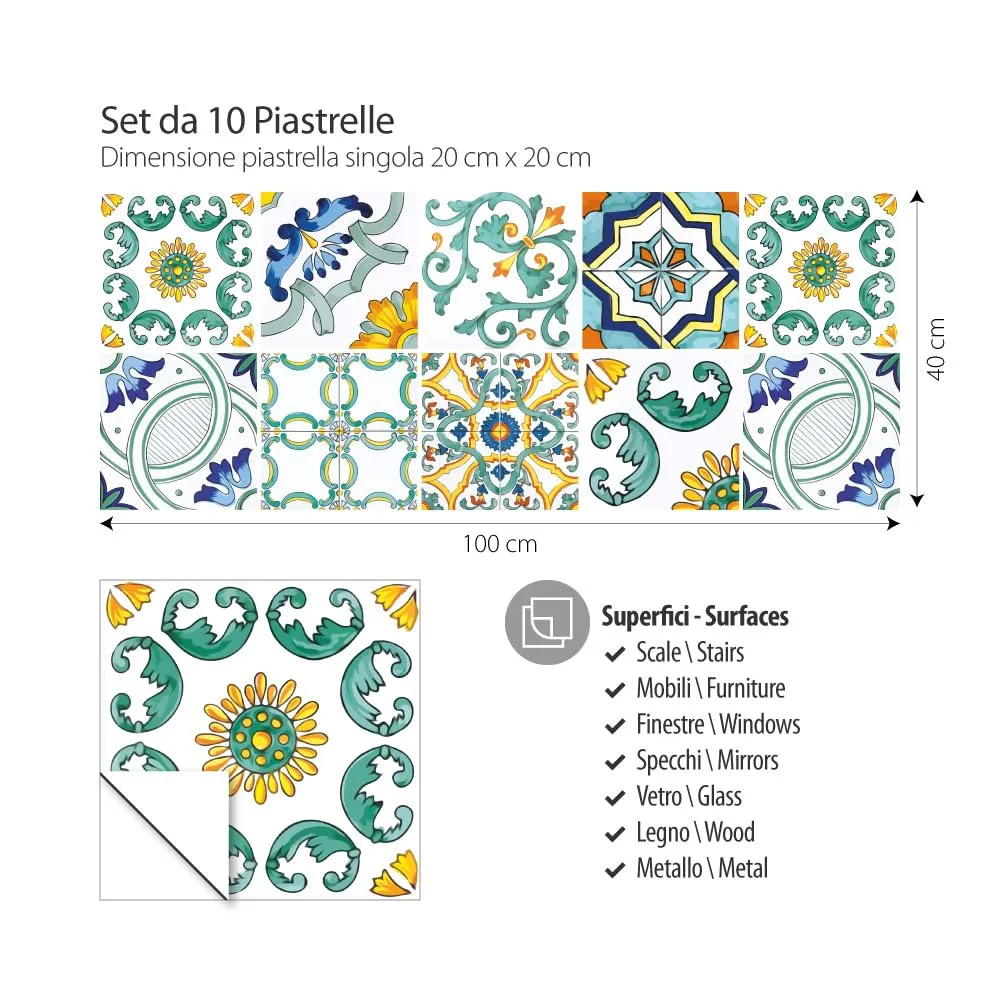 RE-COVERTILES Adesivi Piastrelle in PVC Animalier 20x20 cm, 10 Pezzi, PS00047 - immagine 6