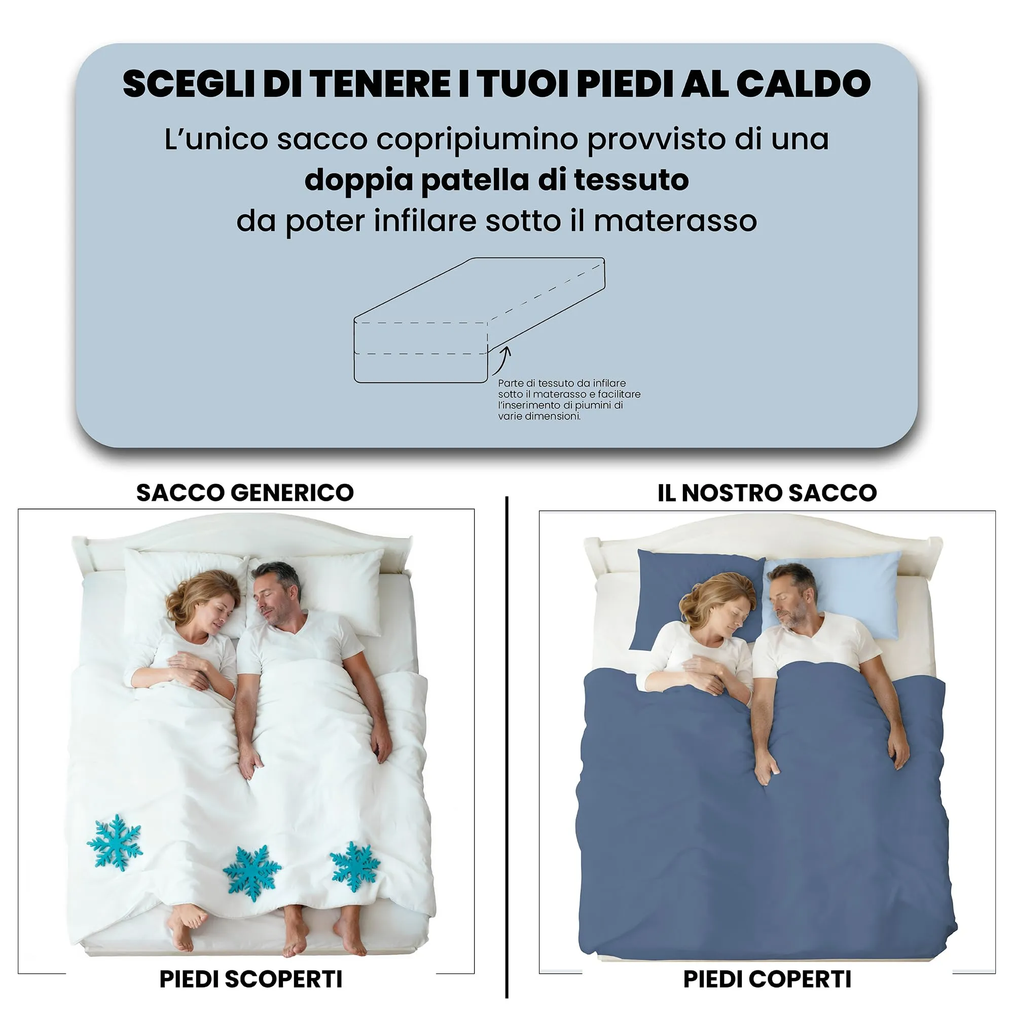 Italian Bed Linen Set Copripiumino 100% Cotone, Matrimoniale, 250x200 cm, Avio/Azzurro - immagine 6