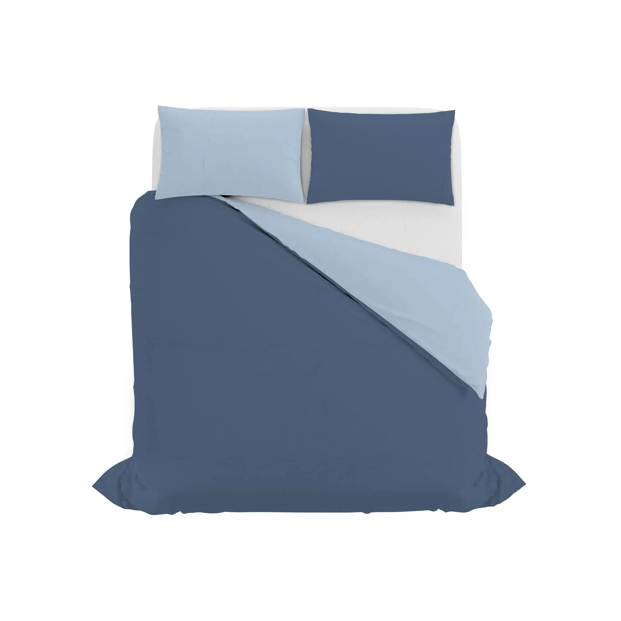 Italian Bed Linen Set Copripiumino 100% Cotone, Matrimoniale, 250x200 cm, Avio/Azzurro - immagine 10