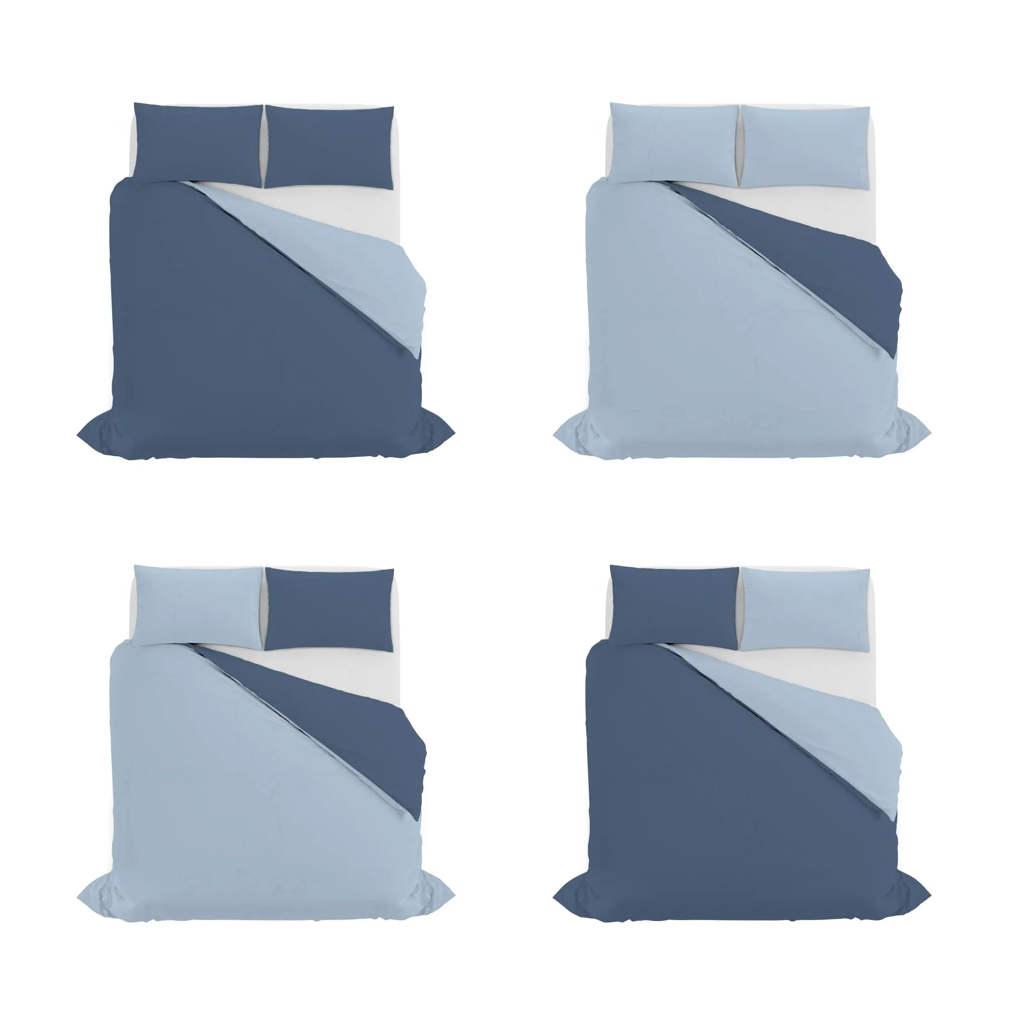 Italian Bed Linen Set Copripiumino 100% Cotone, Matrimoniale, 250x200 cm, Avio/Azzurro - immagine 11