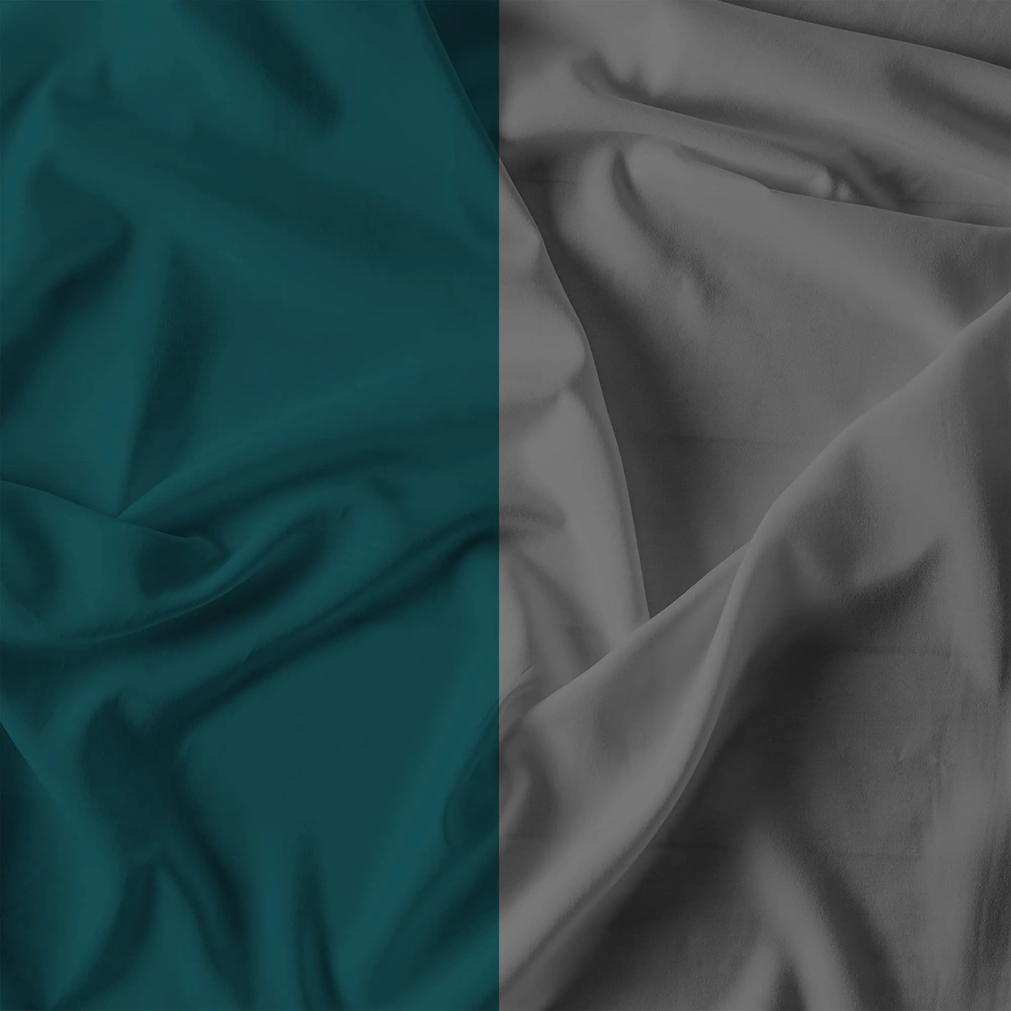 Italian Bed Linen Set Copripiumino 100% Cotone, Piazza e Mezza, 200x200 cm, Verde Petrolio/Grigio Scuro - immagine 12