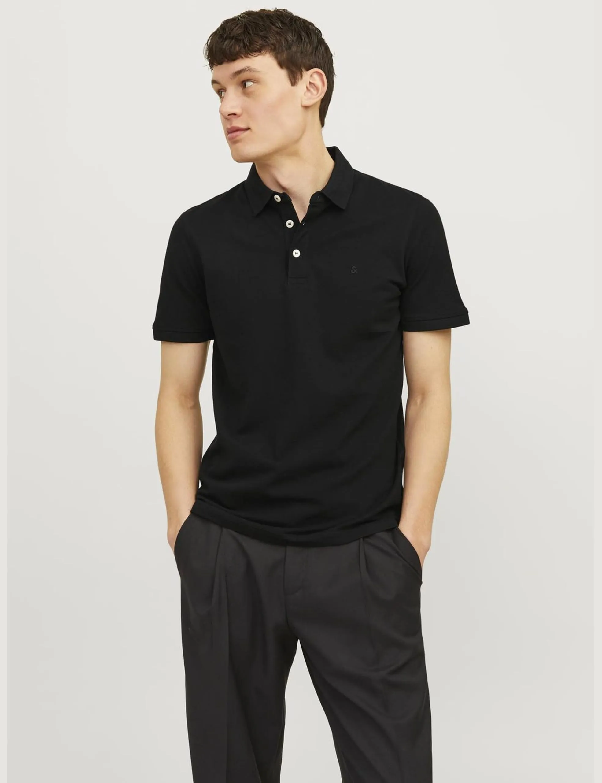 Jack & Jones Jjepaulos Polo SS Noos Maglietta, Nero, S Uomo - immagine 2