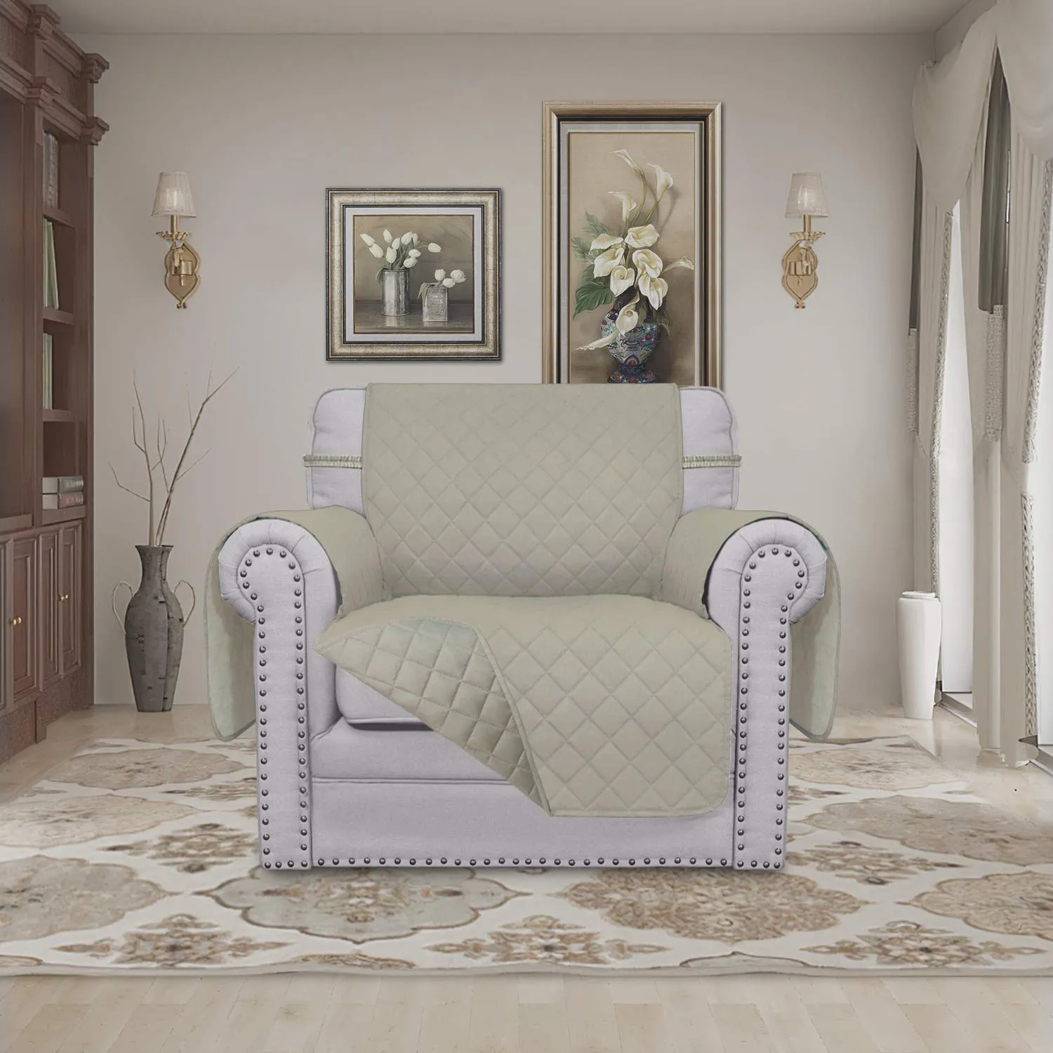 Easy-Going Copridivano per Poltrona Reversibile Impermeabile con Cinghie - immagine 2